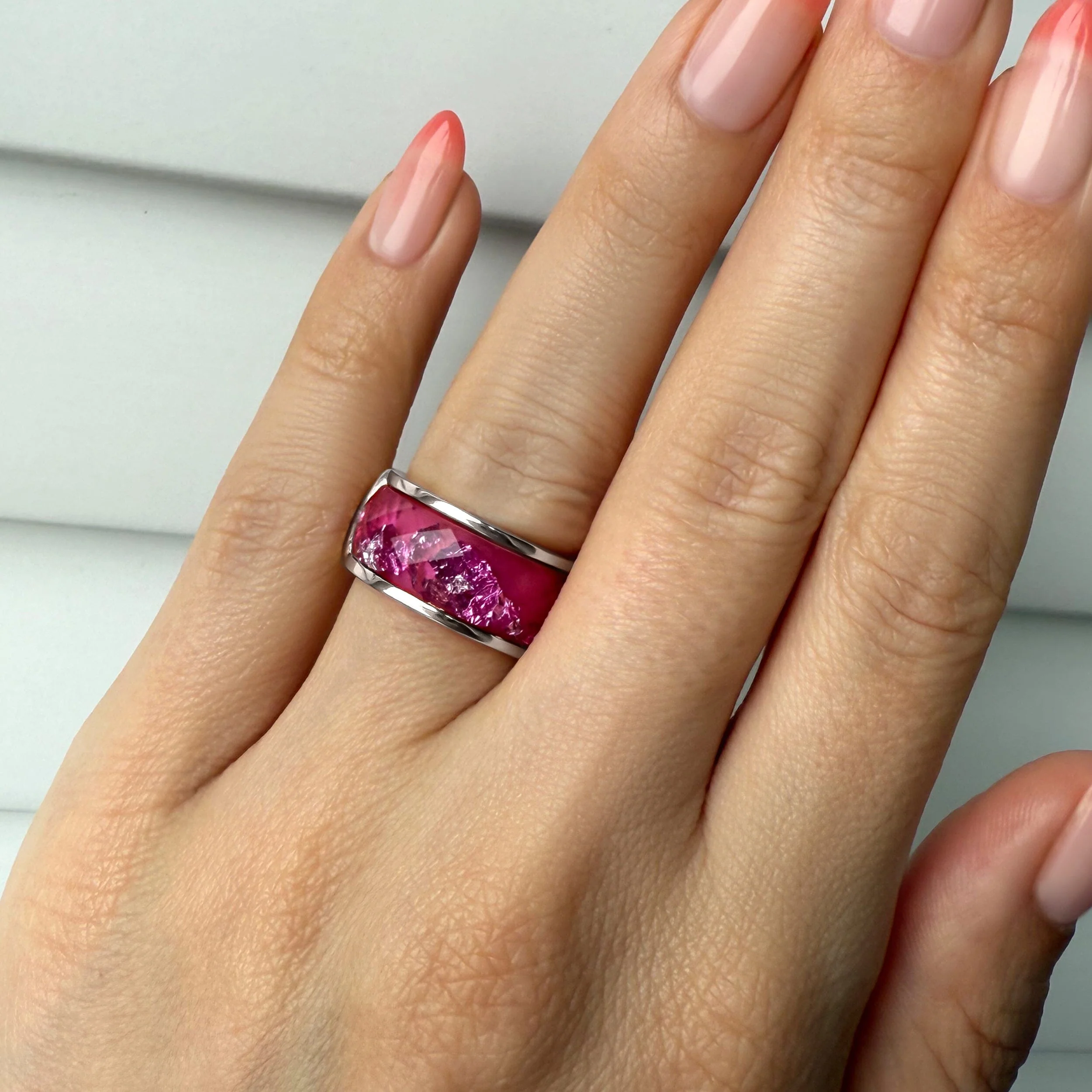 2-in-1 Resin Ring - Coral Sky - Image 4