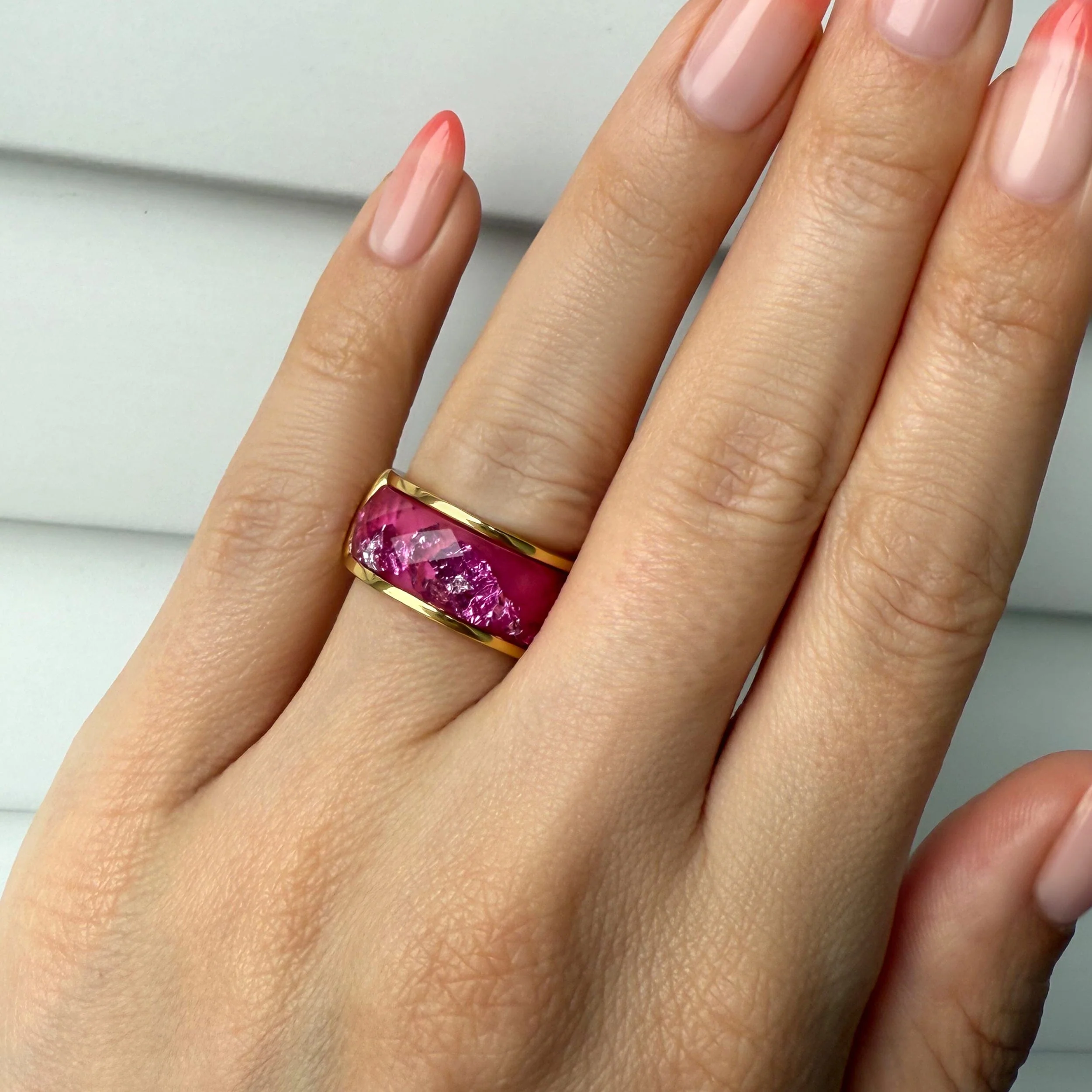2-in-1 Resin Ring - Coral Sky - Image 6
