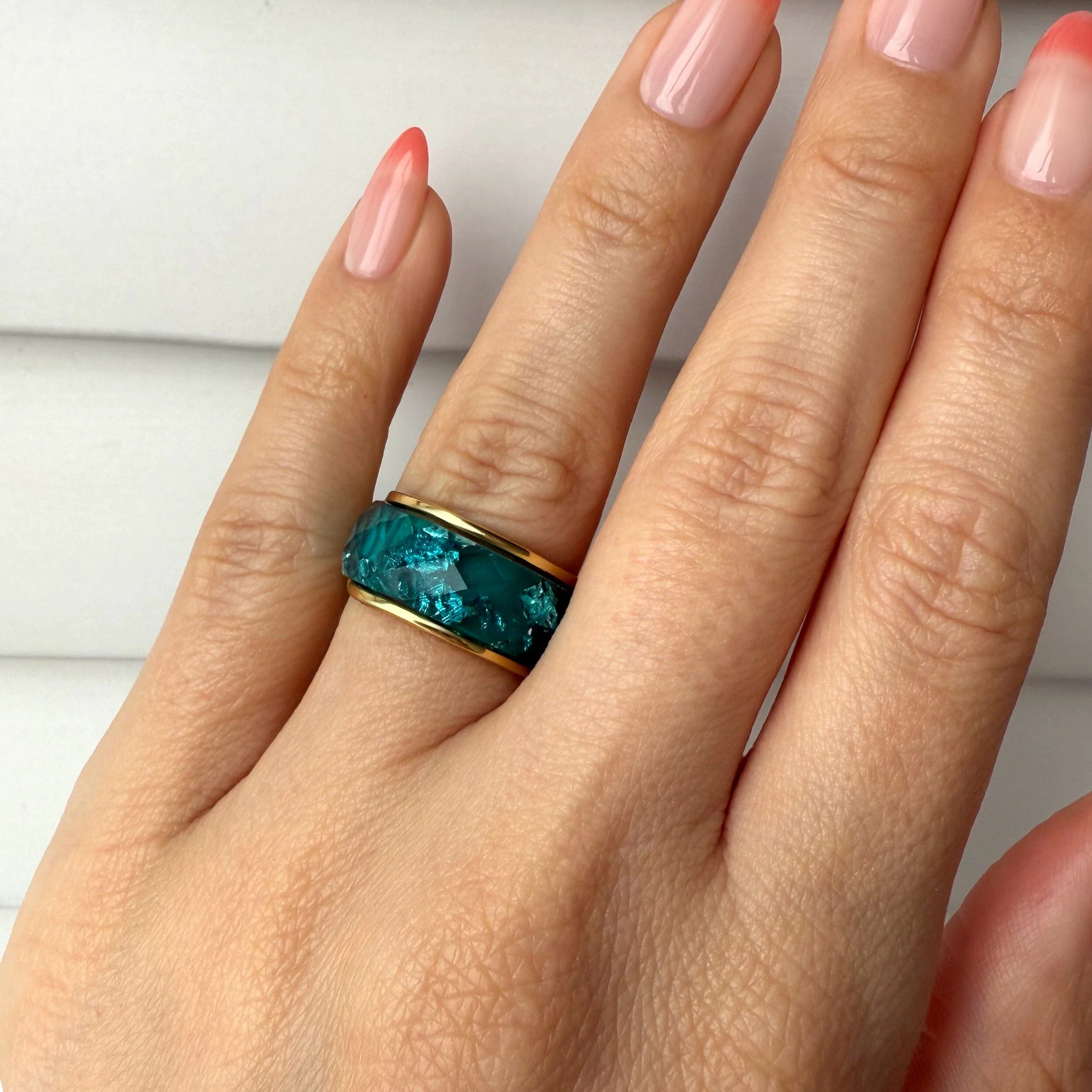 2-in-1 Resin Ring - Ocean Blue - Image 6