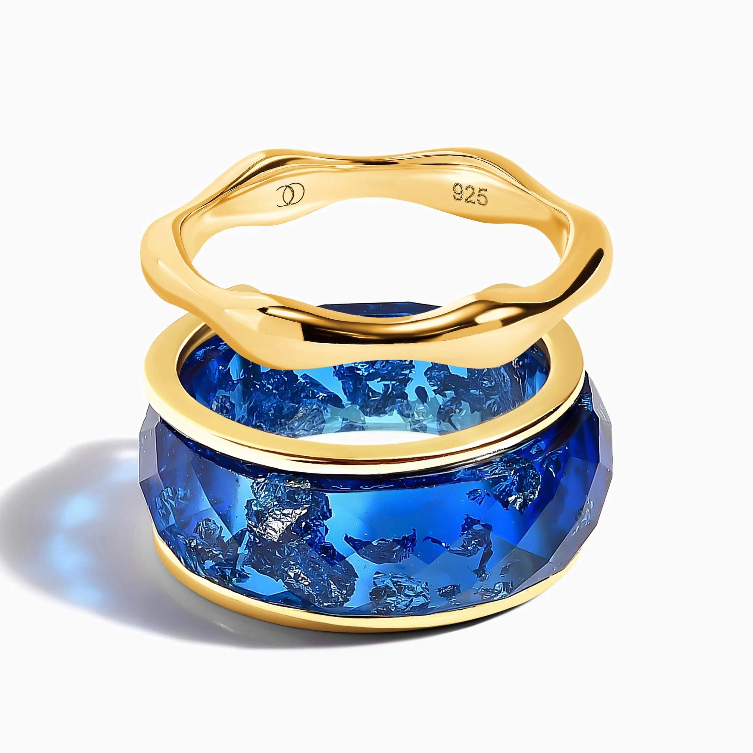 2in1 Resin Ring - Deep Blue & Magma Band - Image 3