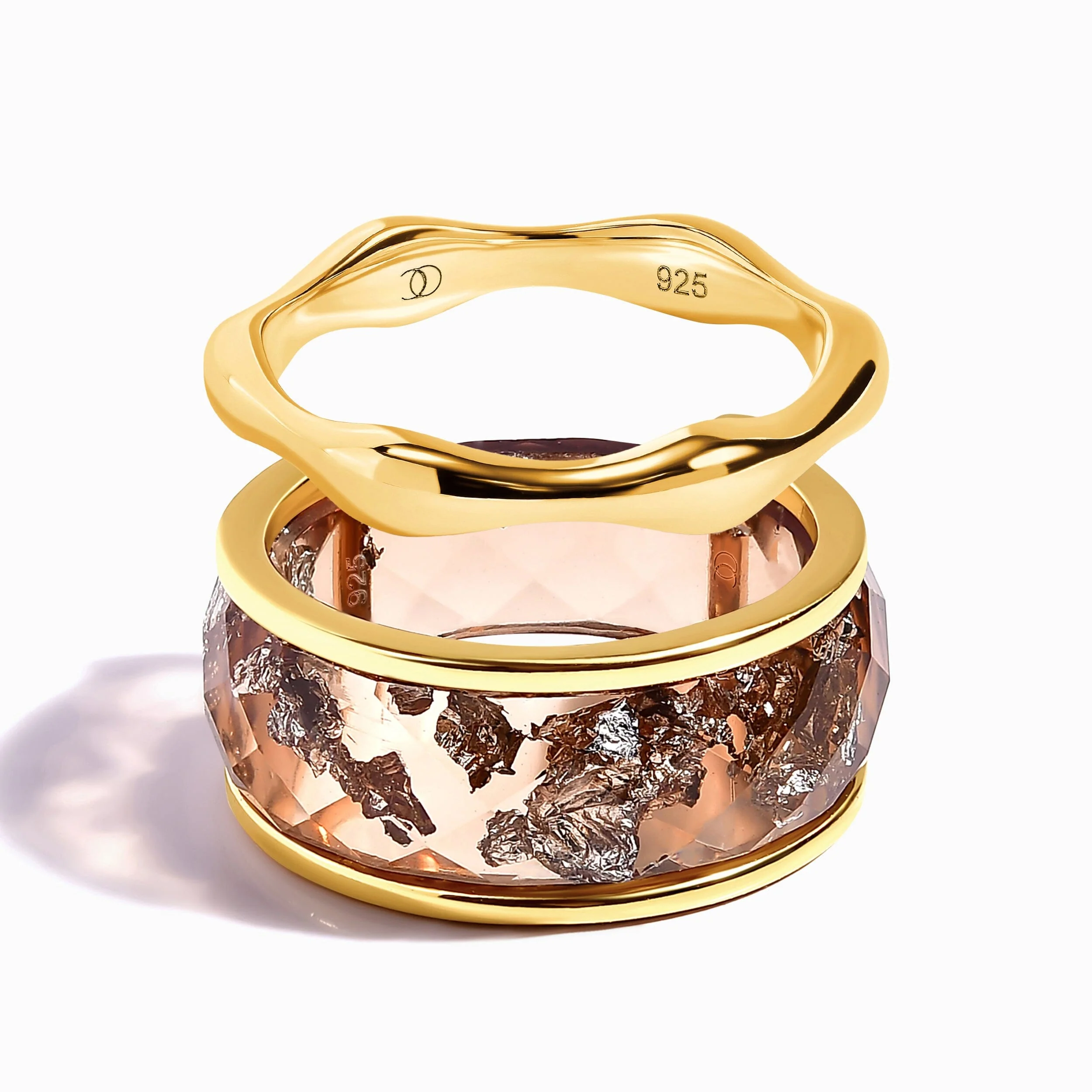 2in1 Resin Ring - Golden Amber & Magma Band - Image 3