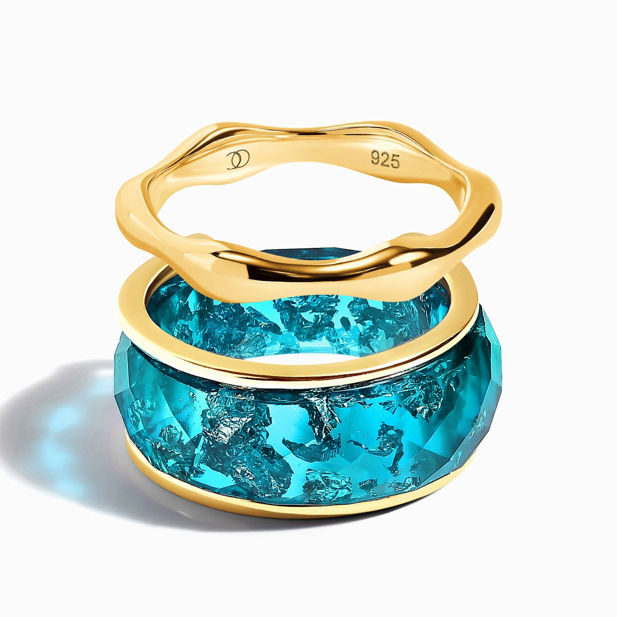 2in1 Resin Ring - Ocean Blue & Magma Band - Image 3