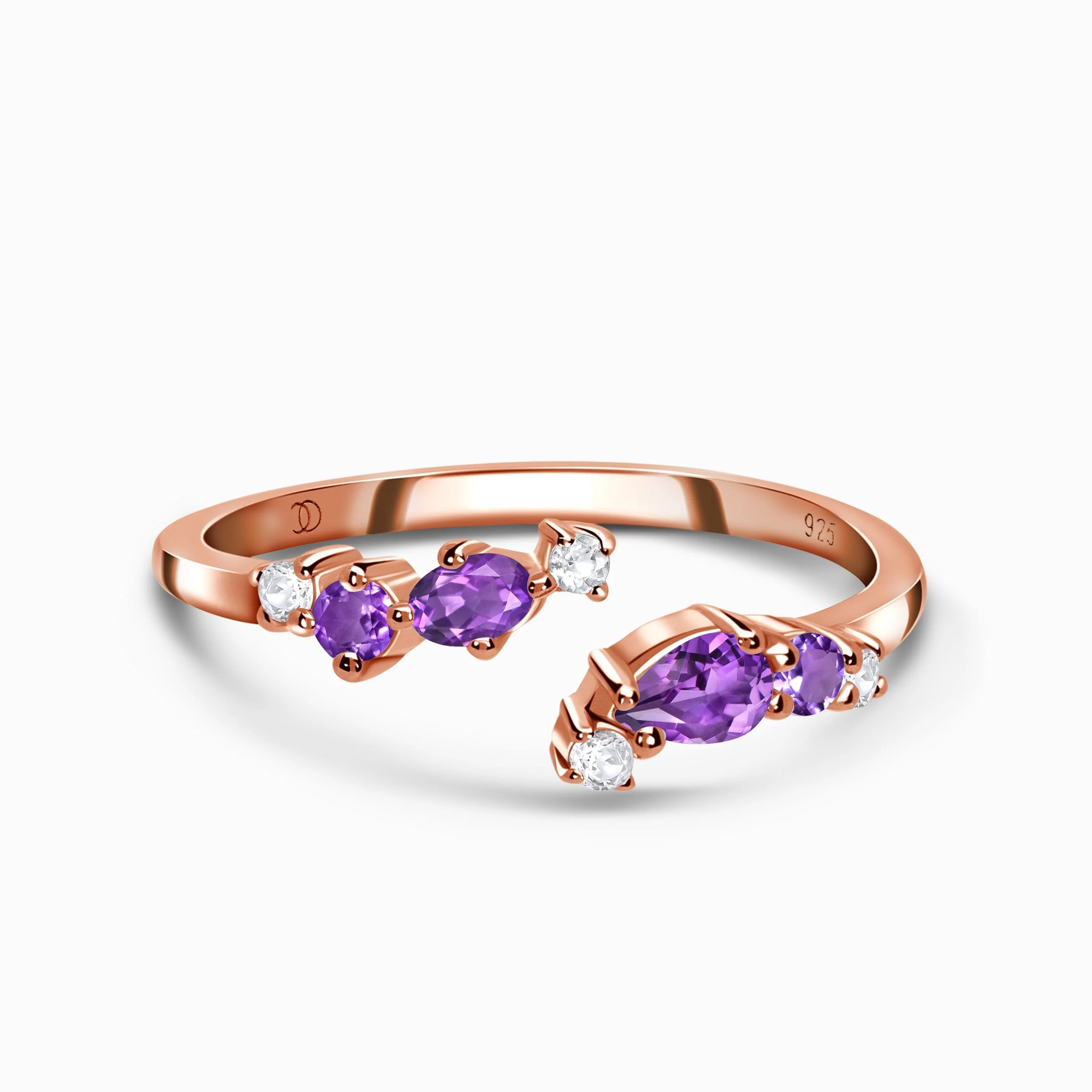 Adjustable Amethyst Ring Flourish - February Birthstone - Image 4
