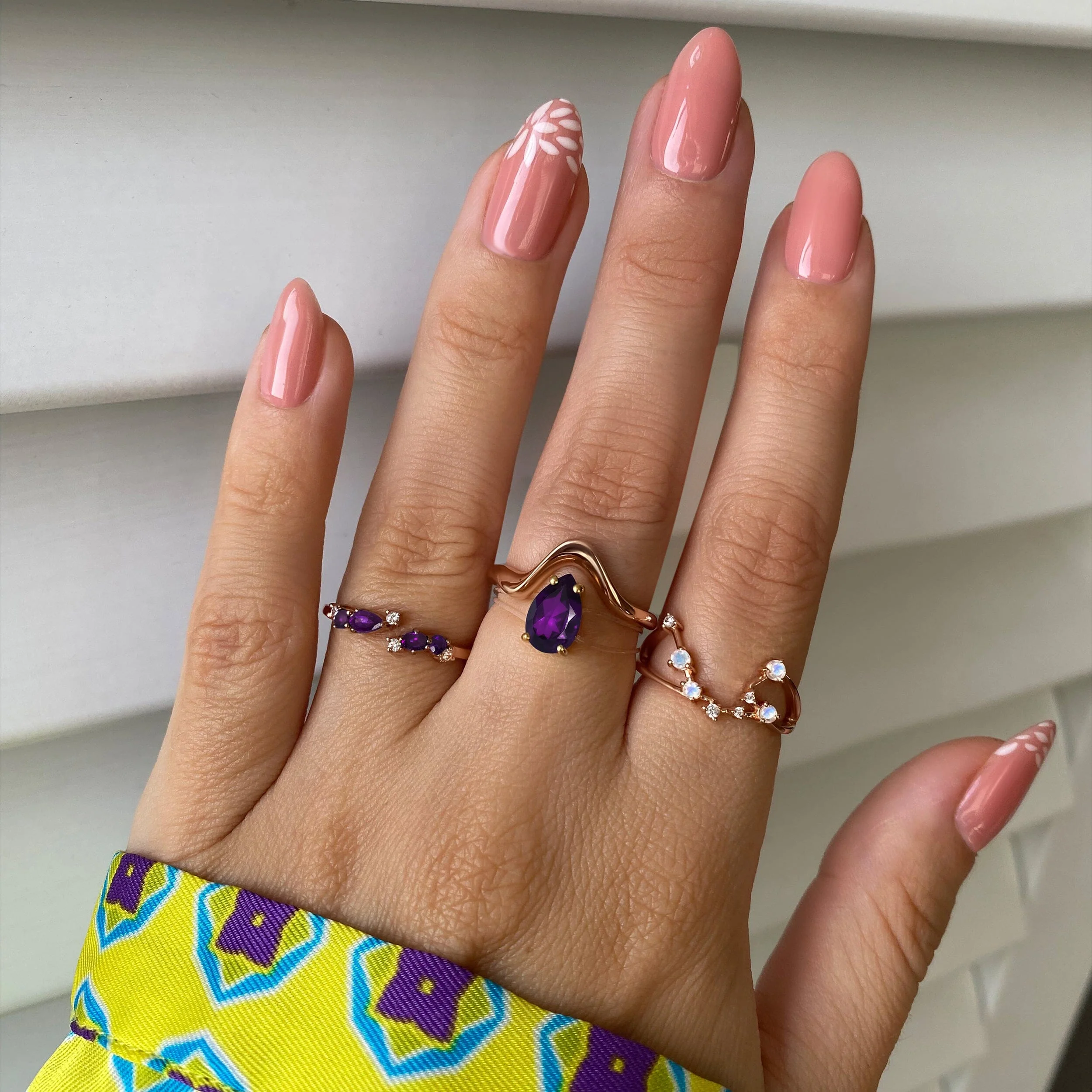 Adjustable Amethyst Ring Flourish - February Birthstone - Image 6