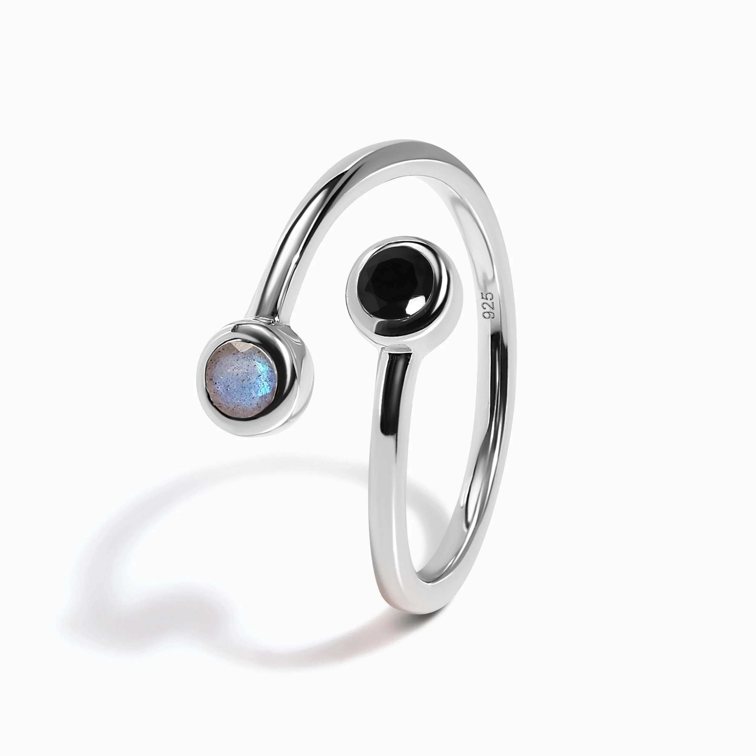 Adjustable Black Obsidian Labradorite Ring - Evolve - Image 10