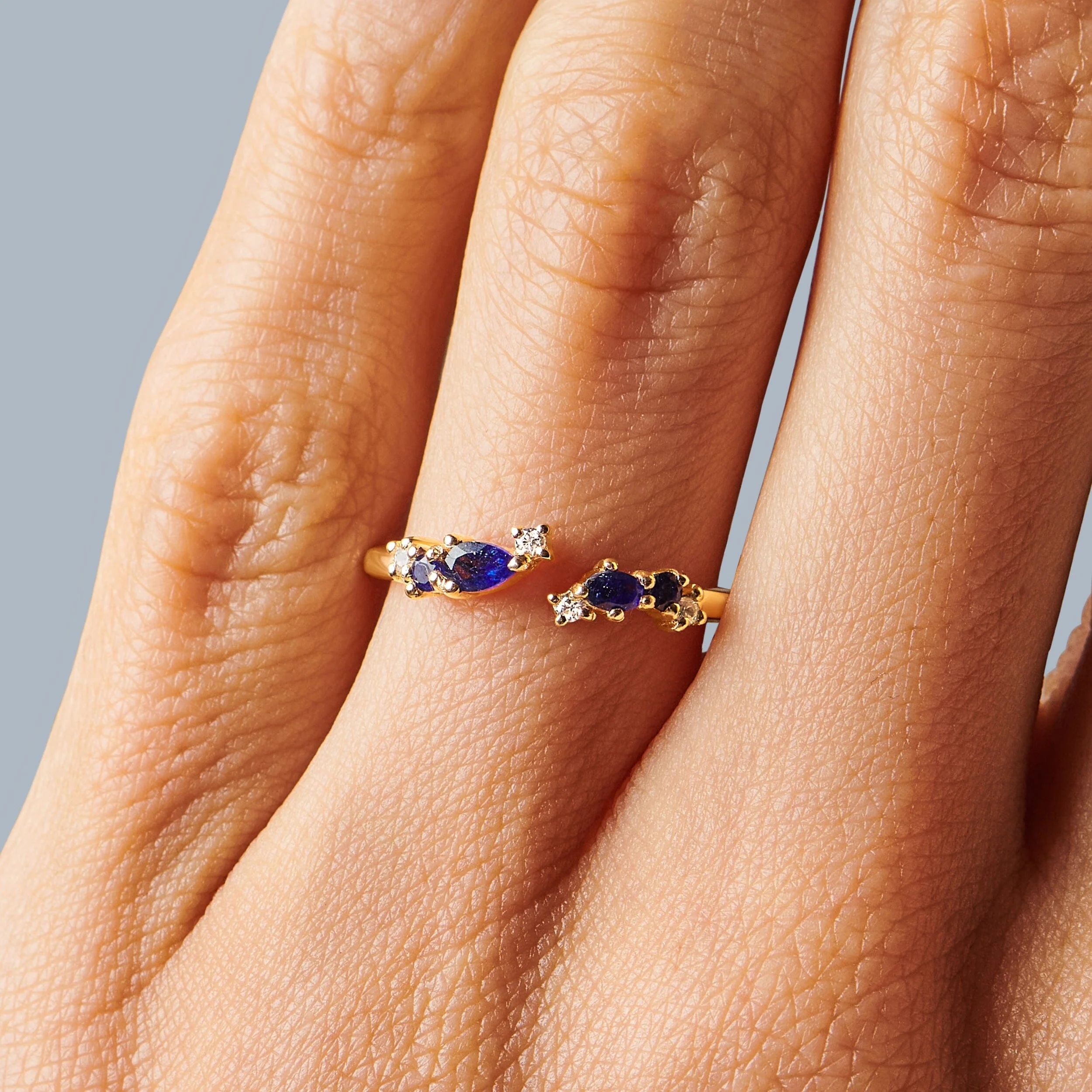 Adjustable Blue Sapphire Ring Flourish - September Birthstone - Image 8