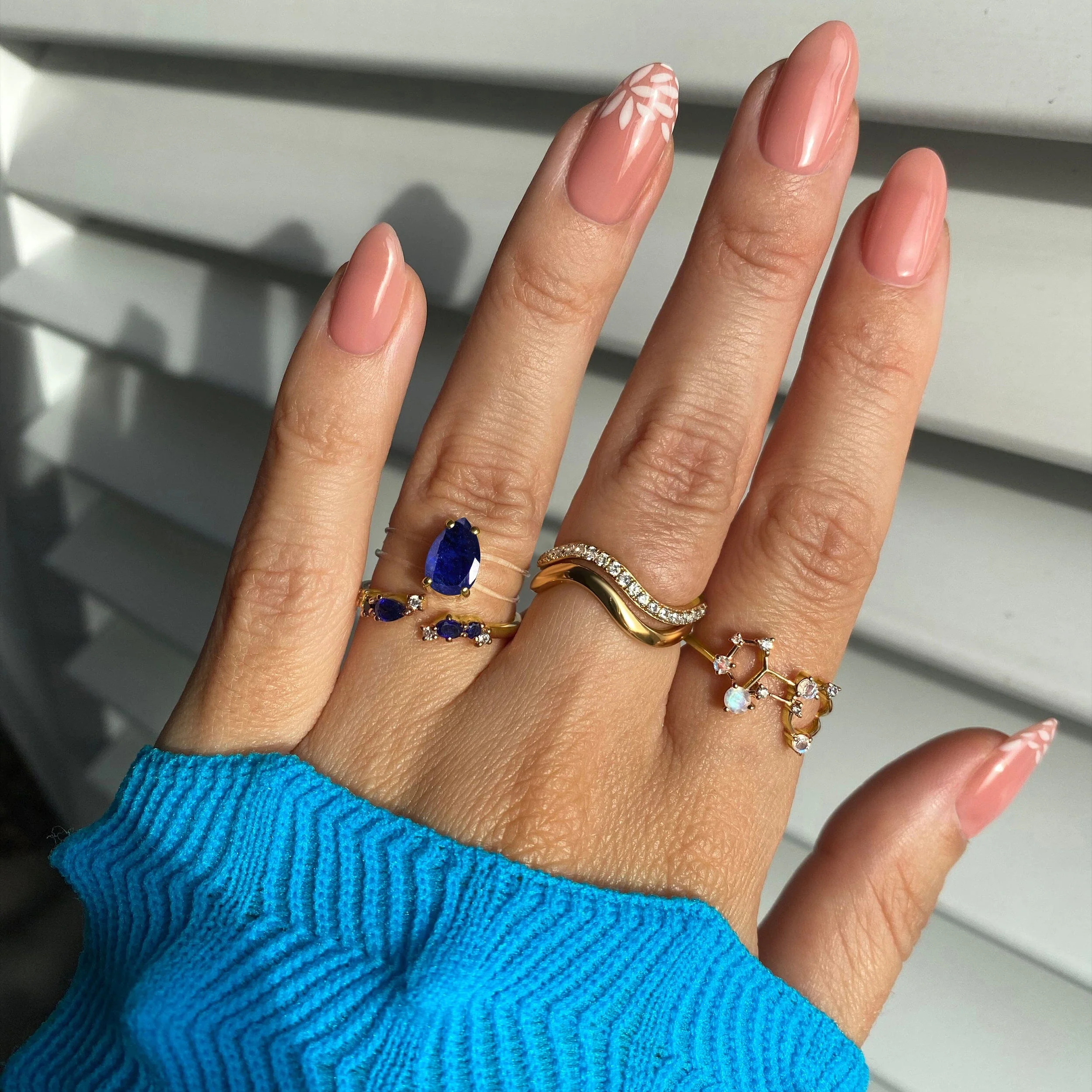 Adjustable Blue Sapphire Ring Flourish - September Birthstone - Image 9