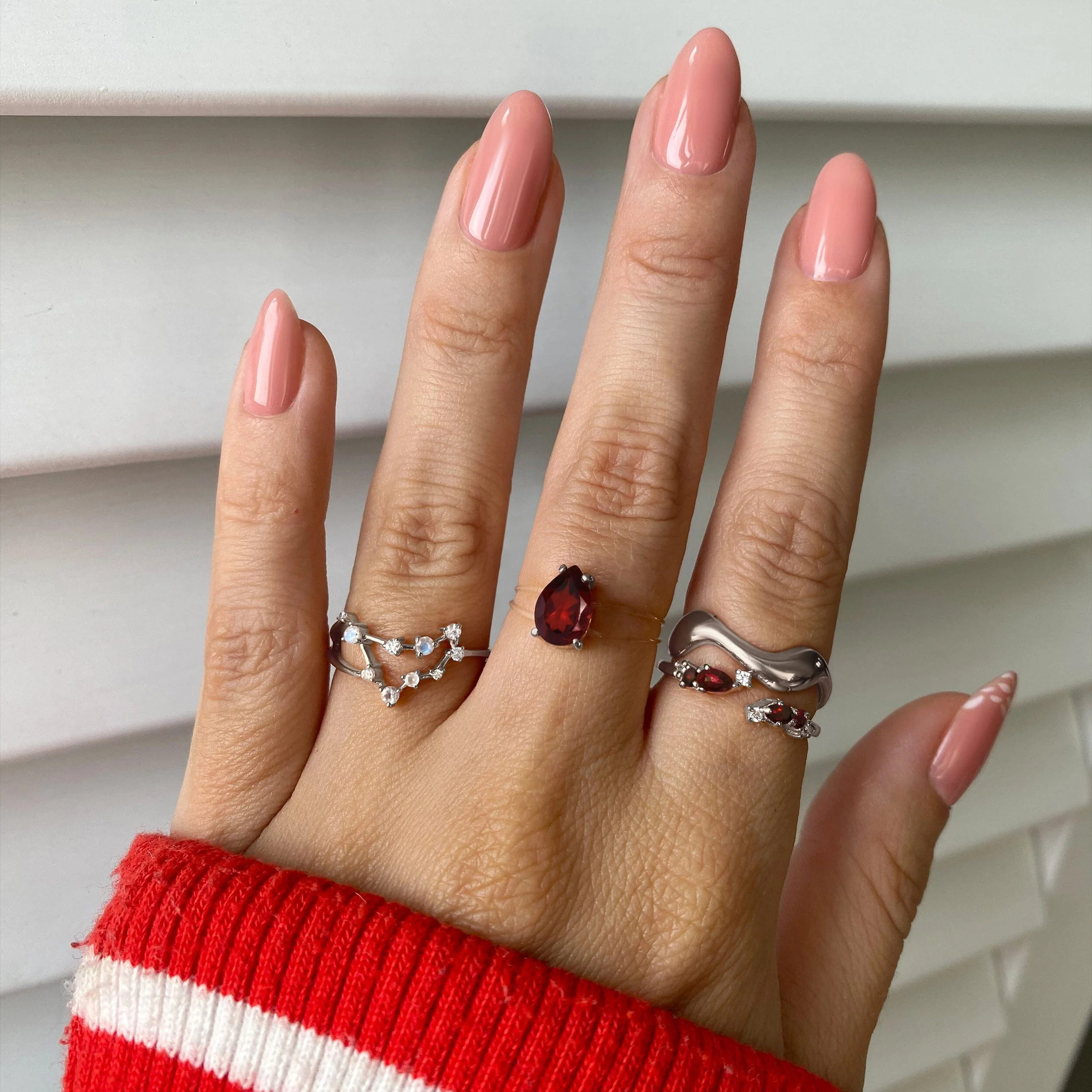 Adjustable Garnet Ring Flourish - January Birthstone - Image 3