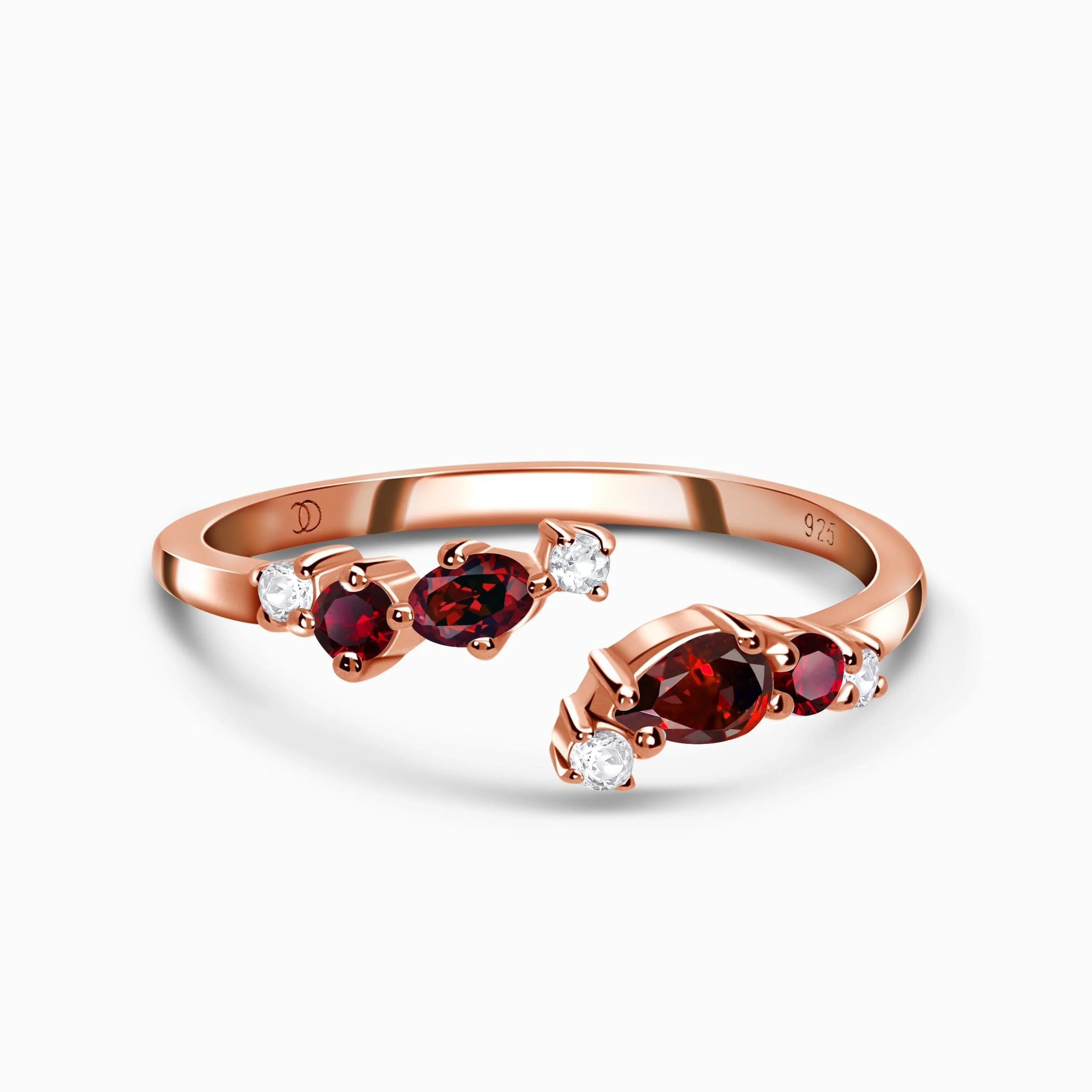 Adjustable Garnet Ring Flourish - January Birthstone - Image 4