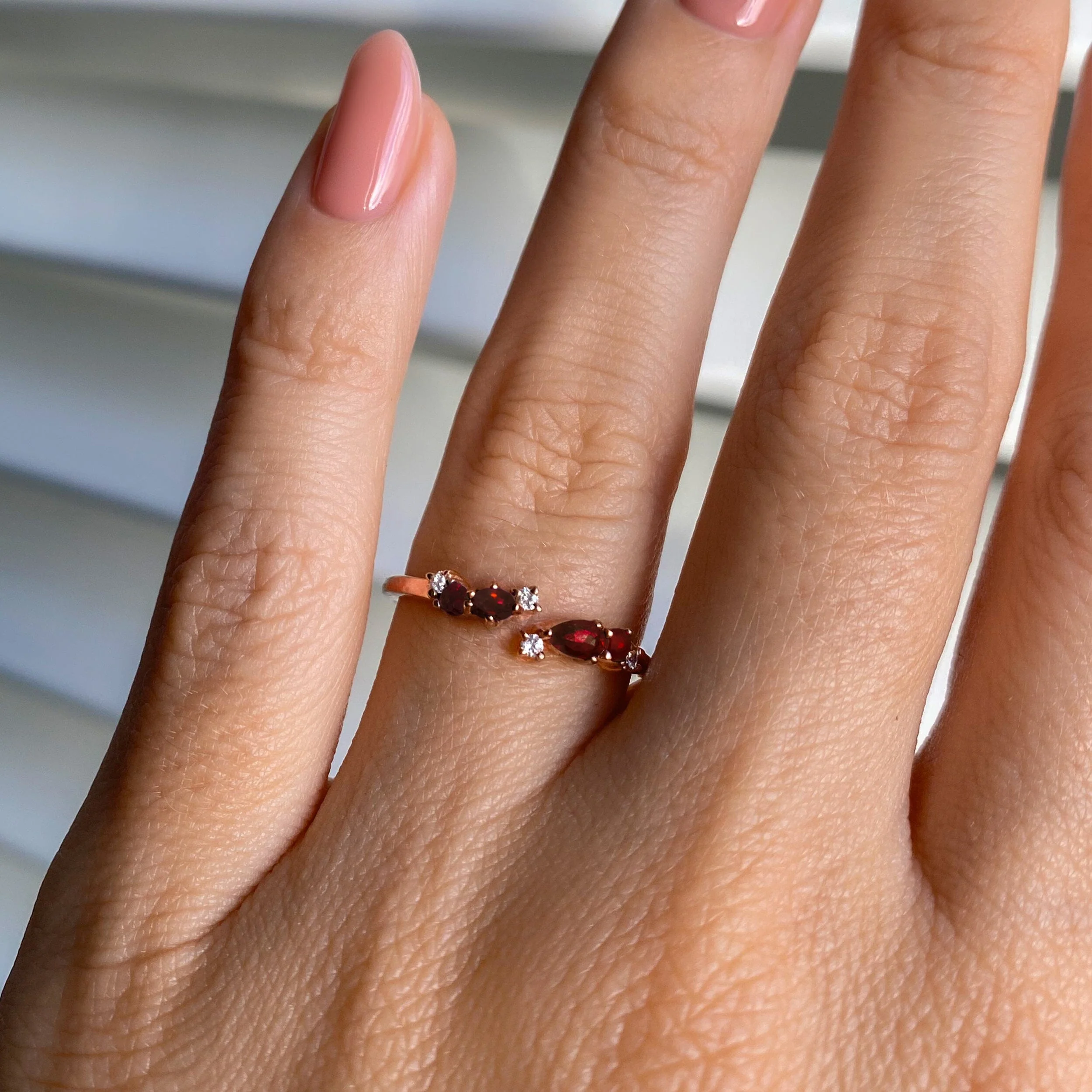 Adjustable Garnet Ring Flourish - January Birthstone - Image 5