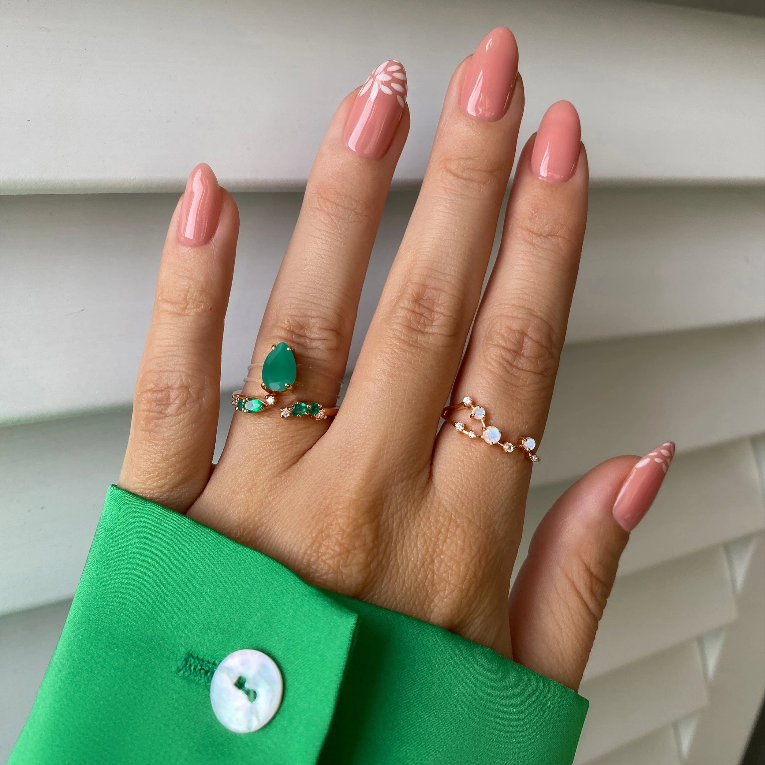 Adjustable Green Onyx Ring Flourish - May Birthstone - Image 6