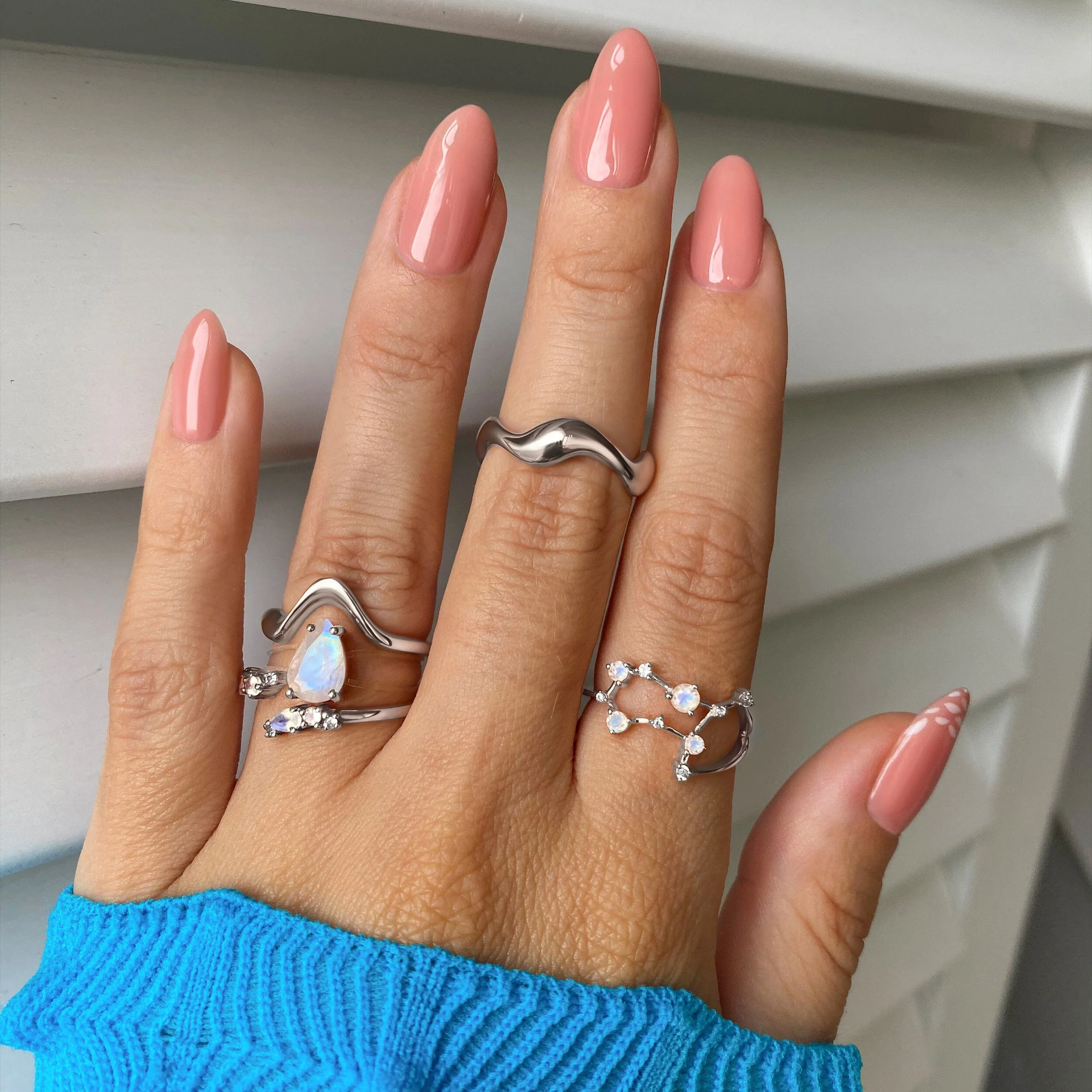 Adjustable Moonstone Ring Flourish - June Birthstone - Image 3