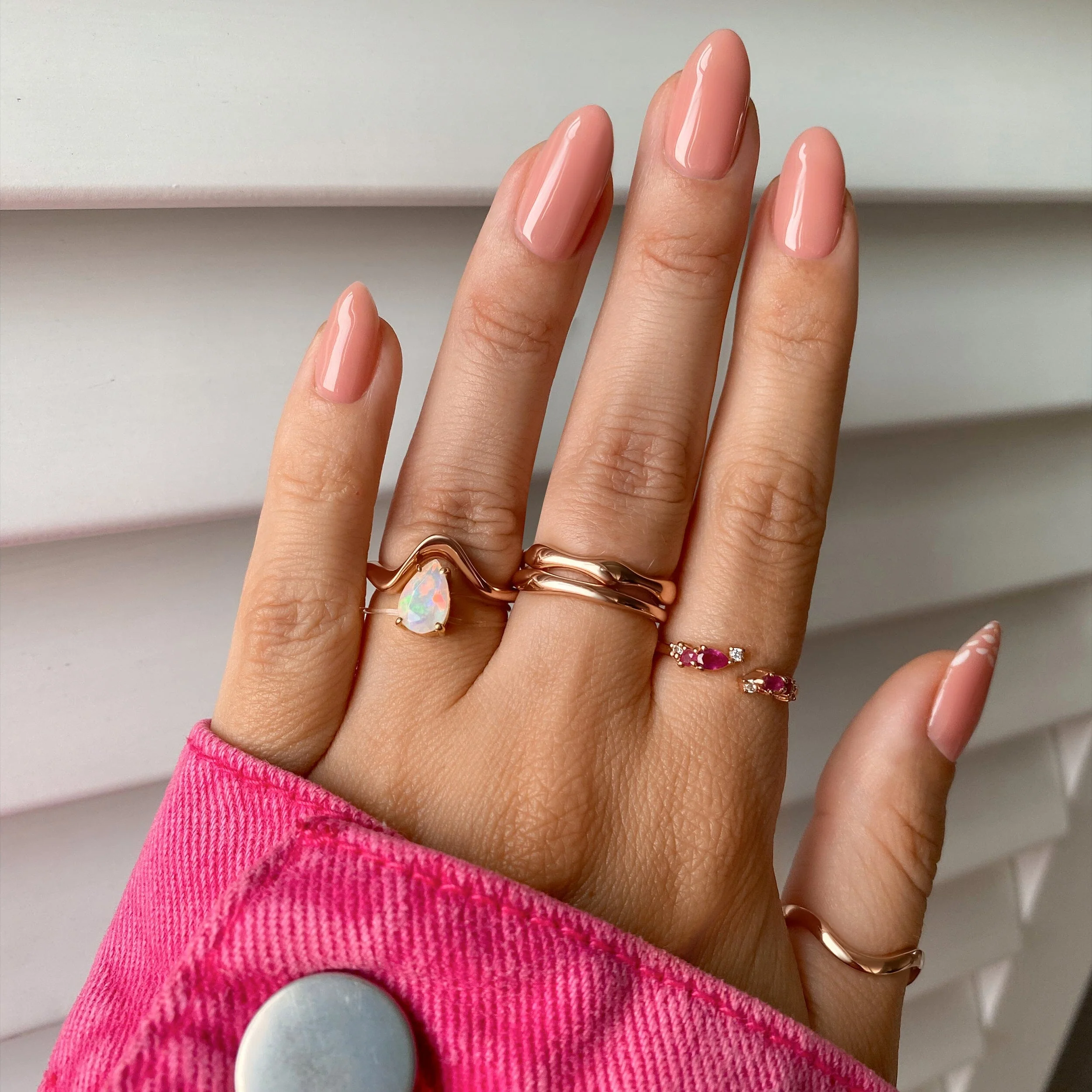 Adjustable Pink Tourmaline Ring Flourish - October Birthstone - Image 6
