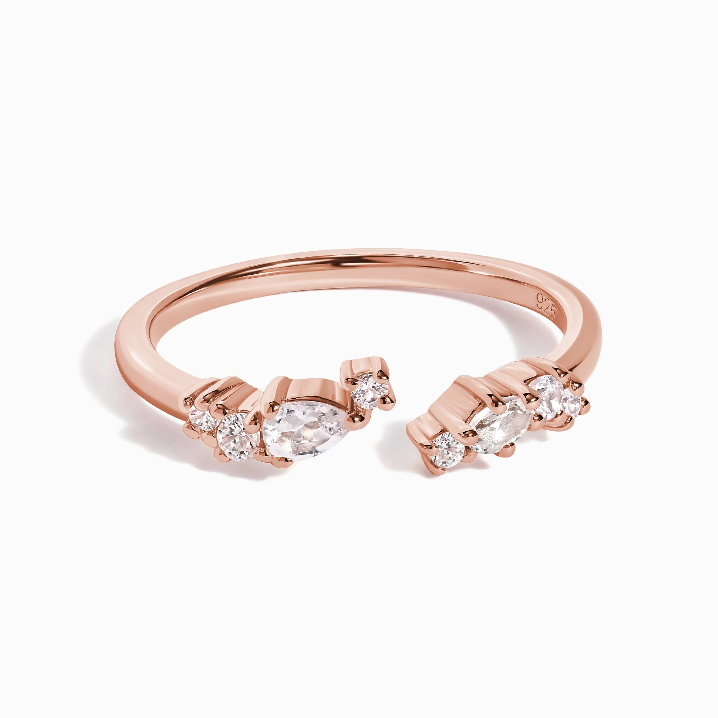 Adjustable White Topaz Ring Flourish - April Birthstone - Image 3