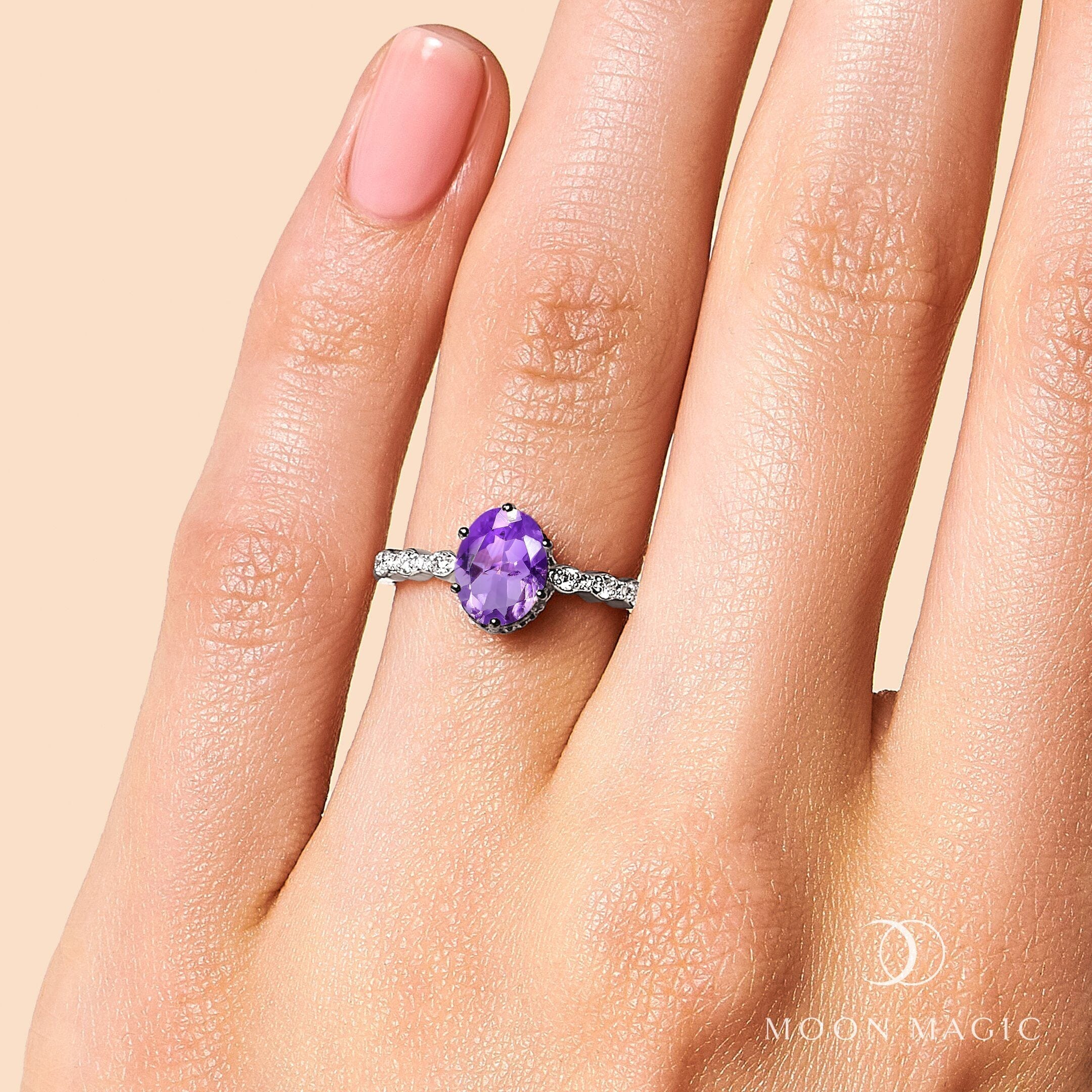 Amethyst Lab Diamond Ring - Mirth - Image 4