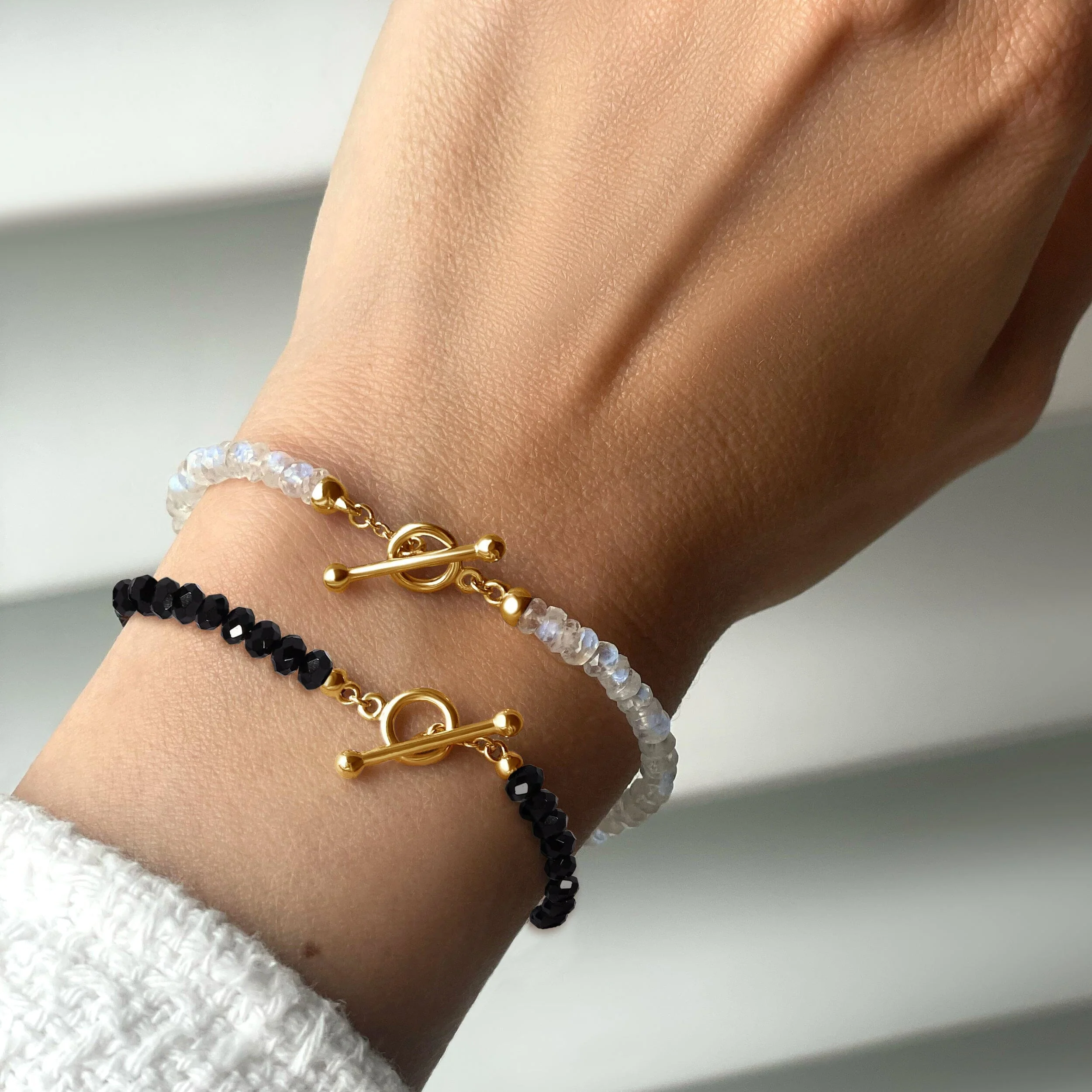 Black Obsidian & Moonstone Bracelet Stack - Spiritual Armor - Image 6