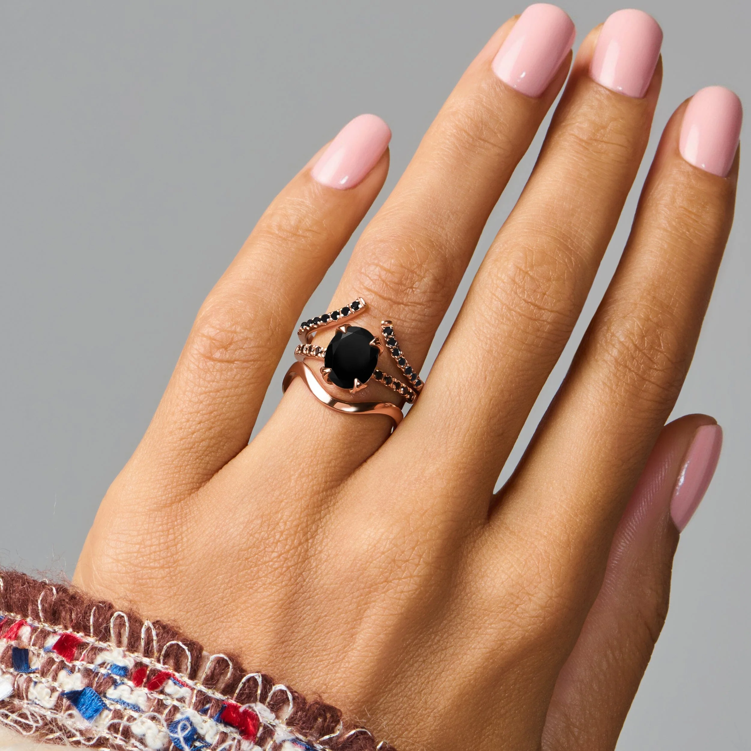 Black Obsidian Black Spinel Harlow Ring - Infinite Ring & Waves Band - Image 4