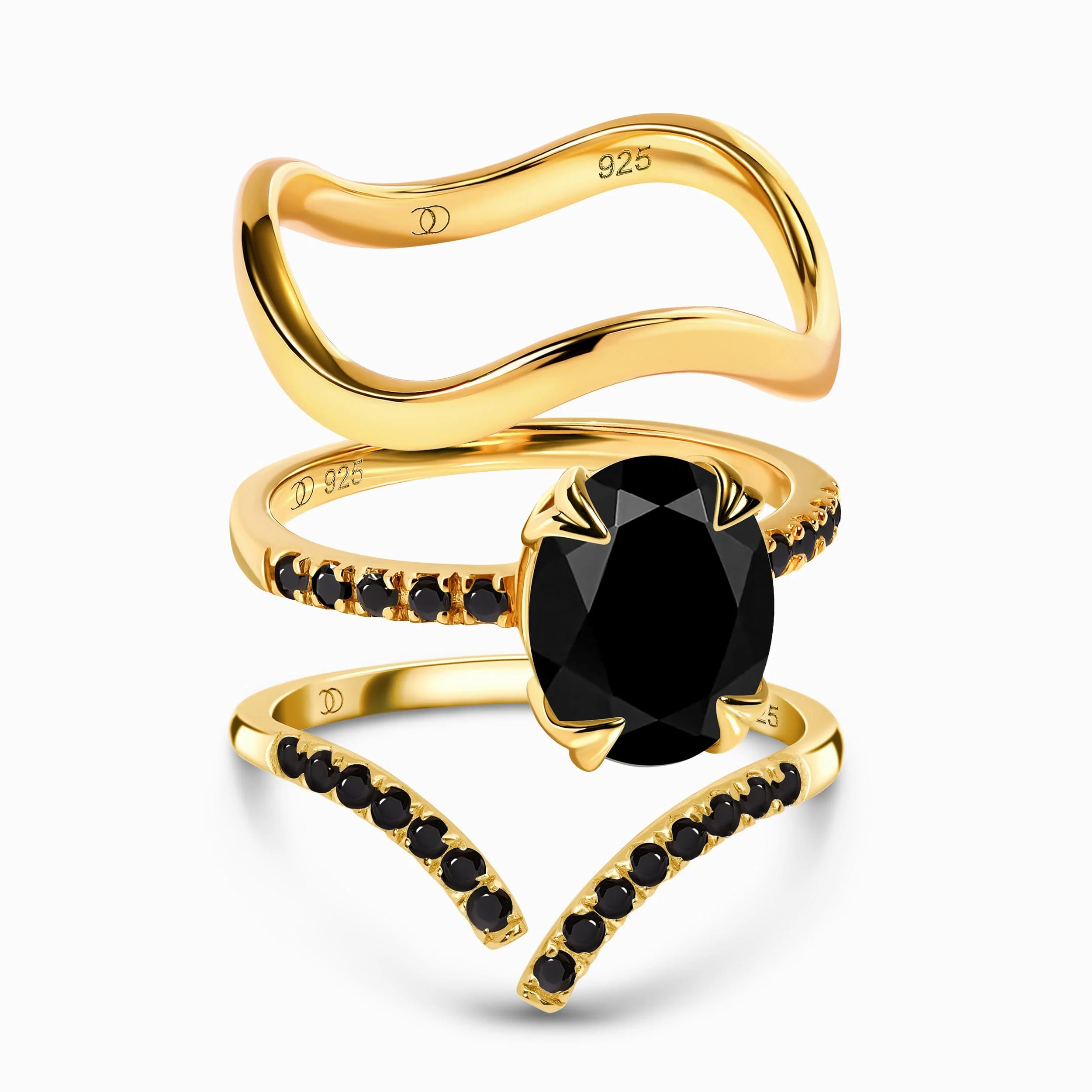 Black Obsidian Black Spinel Harlow Ring - Infinite Ring & Waves Band - Image 5