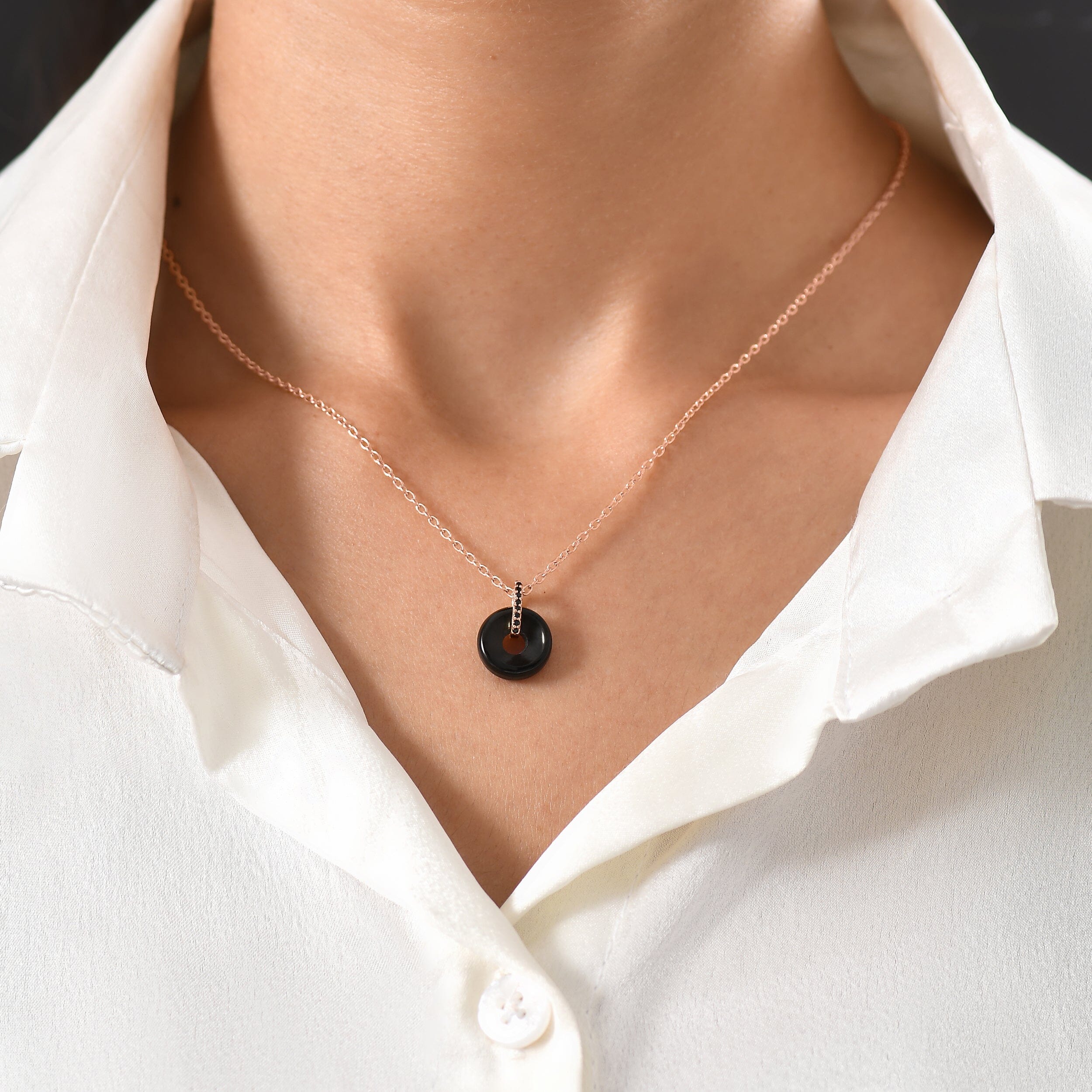 Black Obsidian Black Spinel Necklace - Liora - Image 4