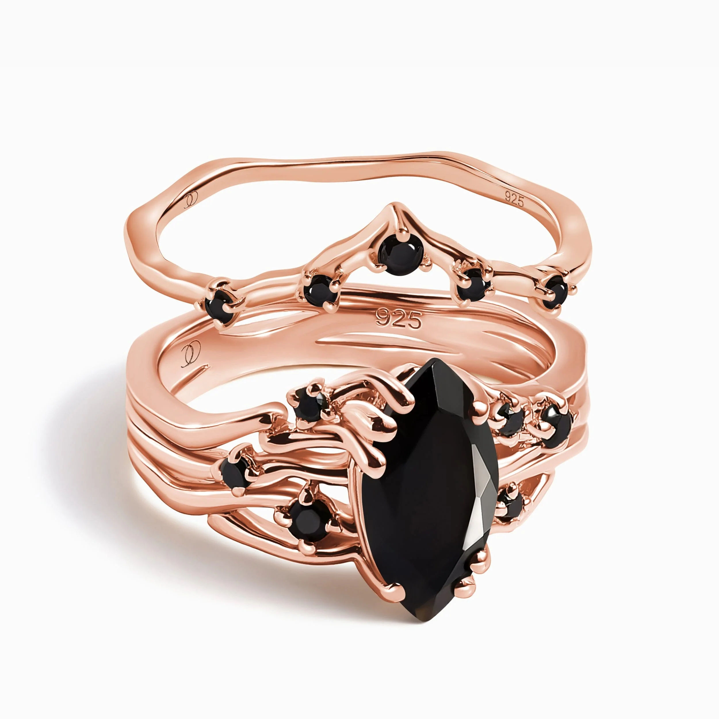 Black Obsidian Black Spinel Radiance Ring & Cosmic Crown Band - Image 4