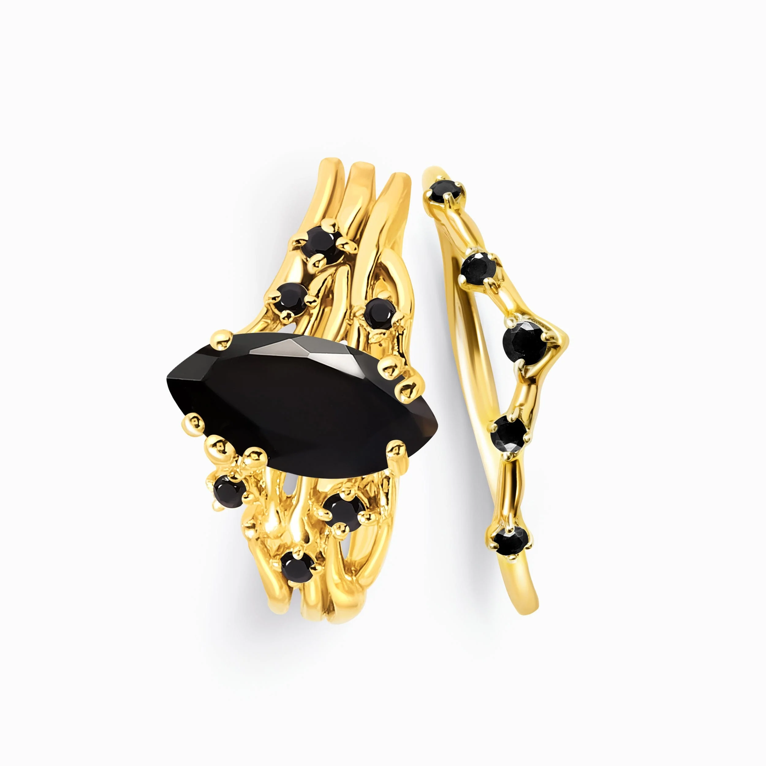 Black Obsidian Black Spinel Radiance Ring & Cosmic Crown Band - Image 9