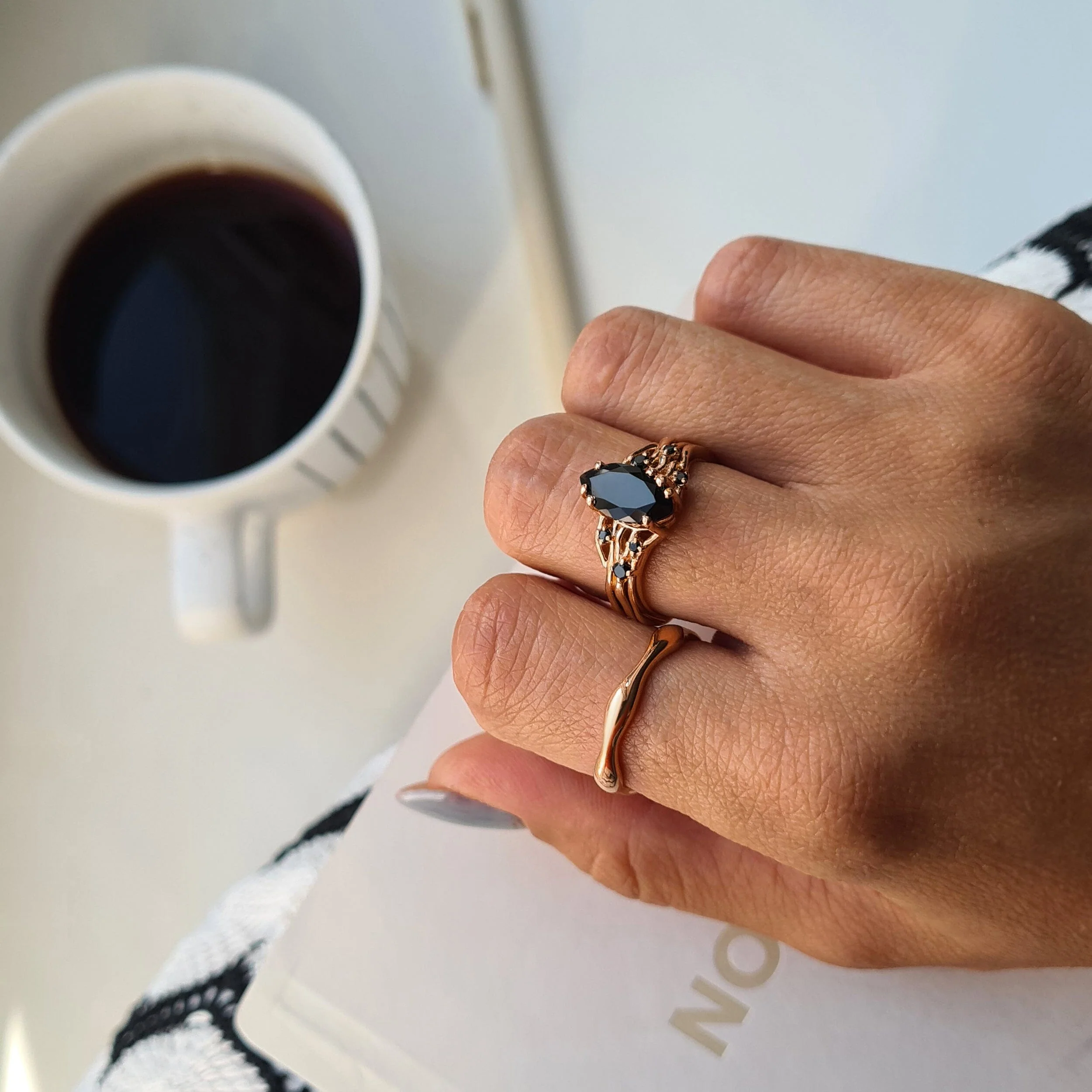 Black Obsidian Black Spinel Ring - Radiance - Image 18