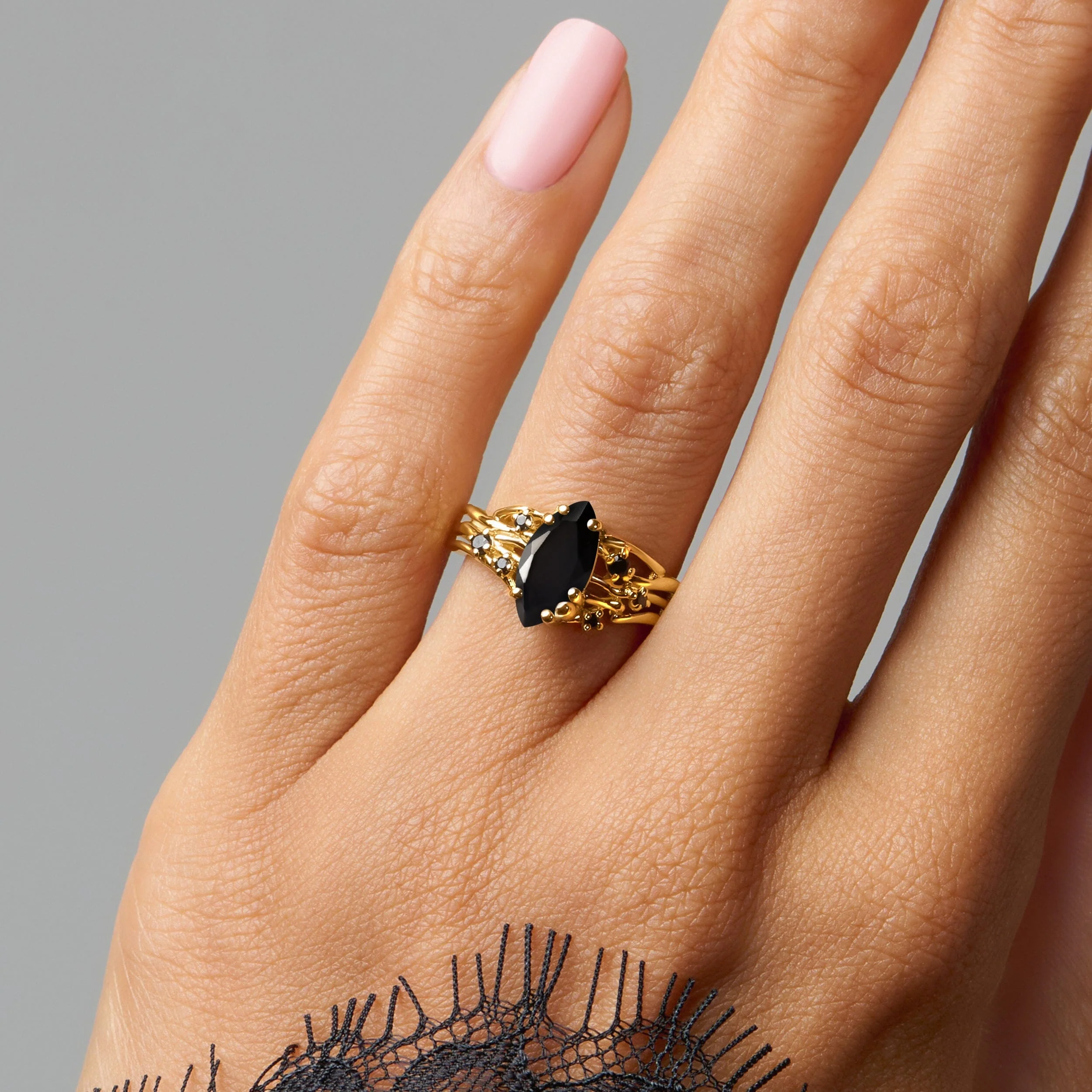 Black Obsidian Black Spinel Ring - Radiance - Image 25