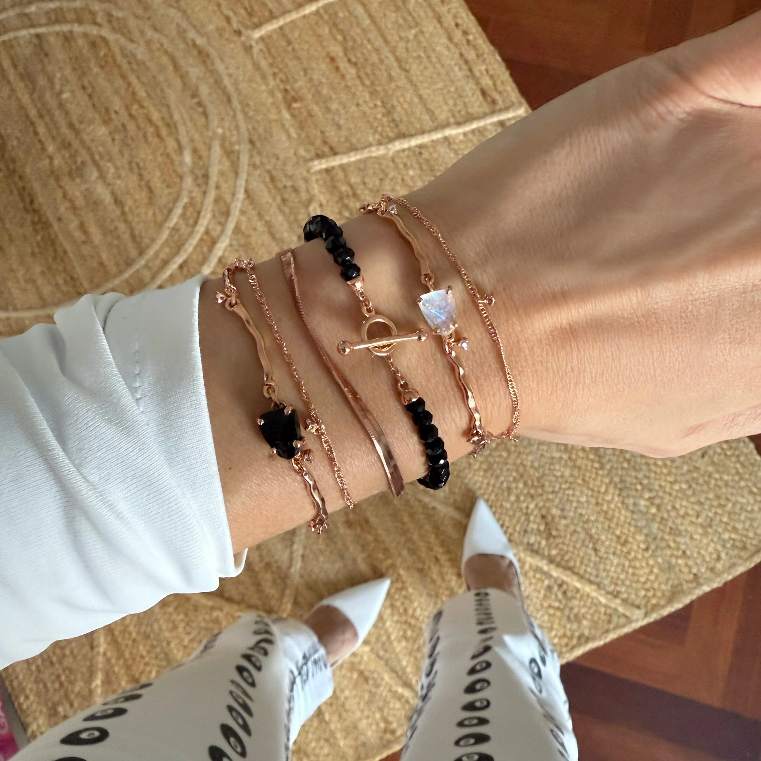 Black Obsidian Bracelet Stack - Grounded Goddess - Image 13