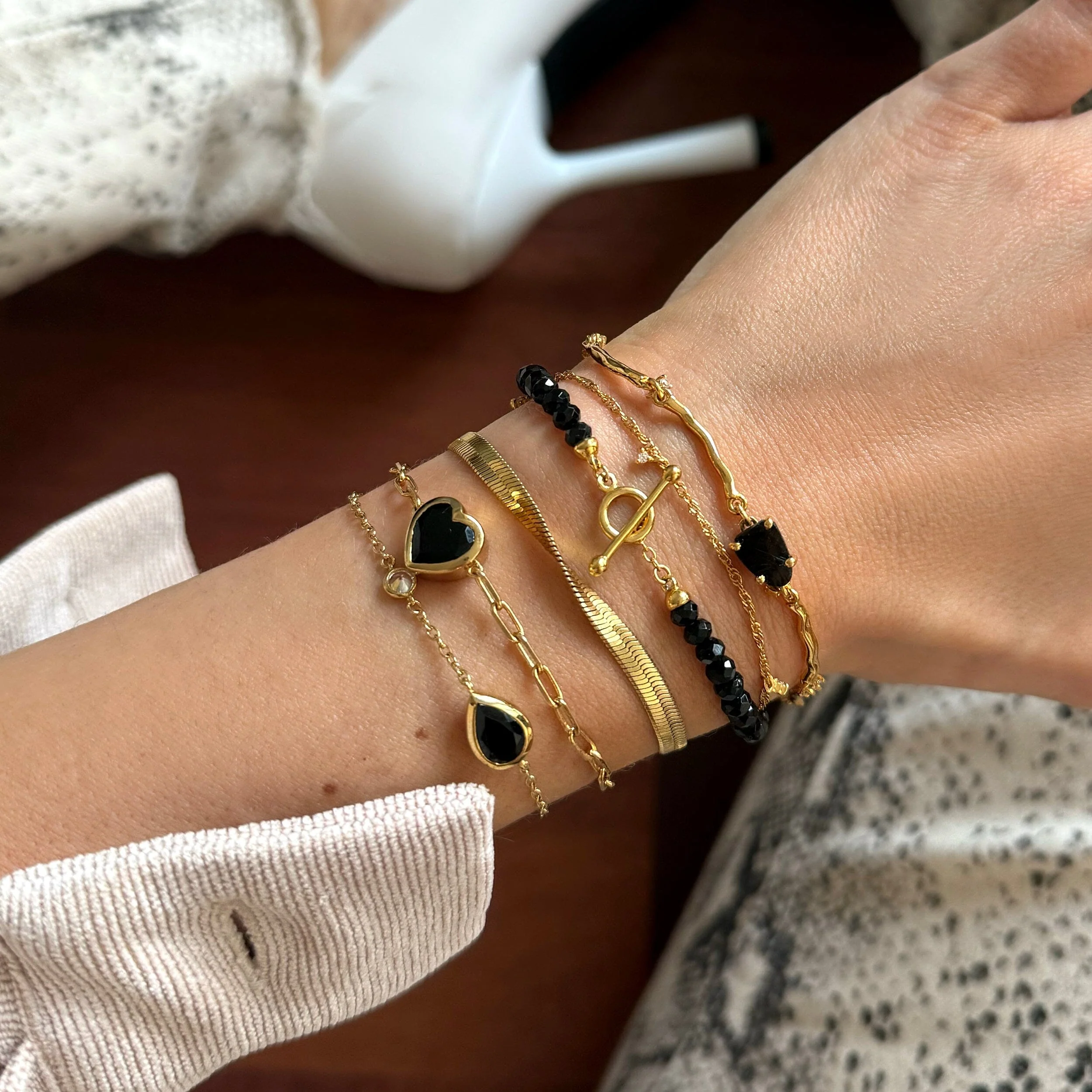 Black Obsidian Bracelet Stack - Grounded Goddess - Image 15
