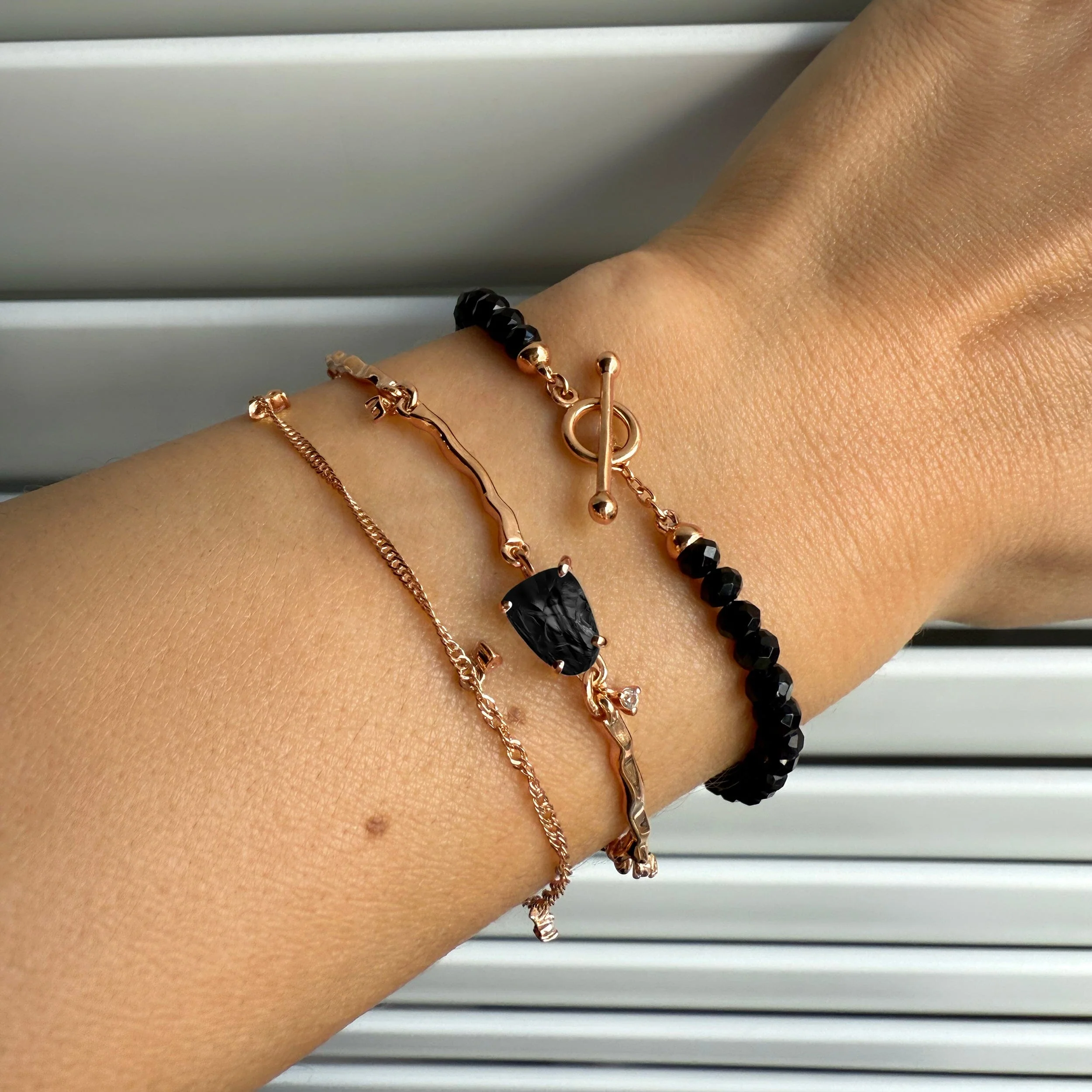 Black Obsidian Bracelet Stack - Grounded Goddess - Image 4