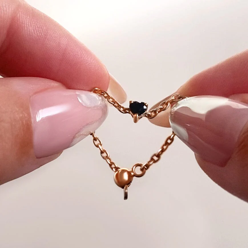 Black Obsidian Adjustable Chain Ring - Love - Image 15