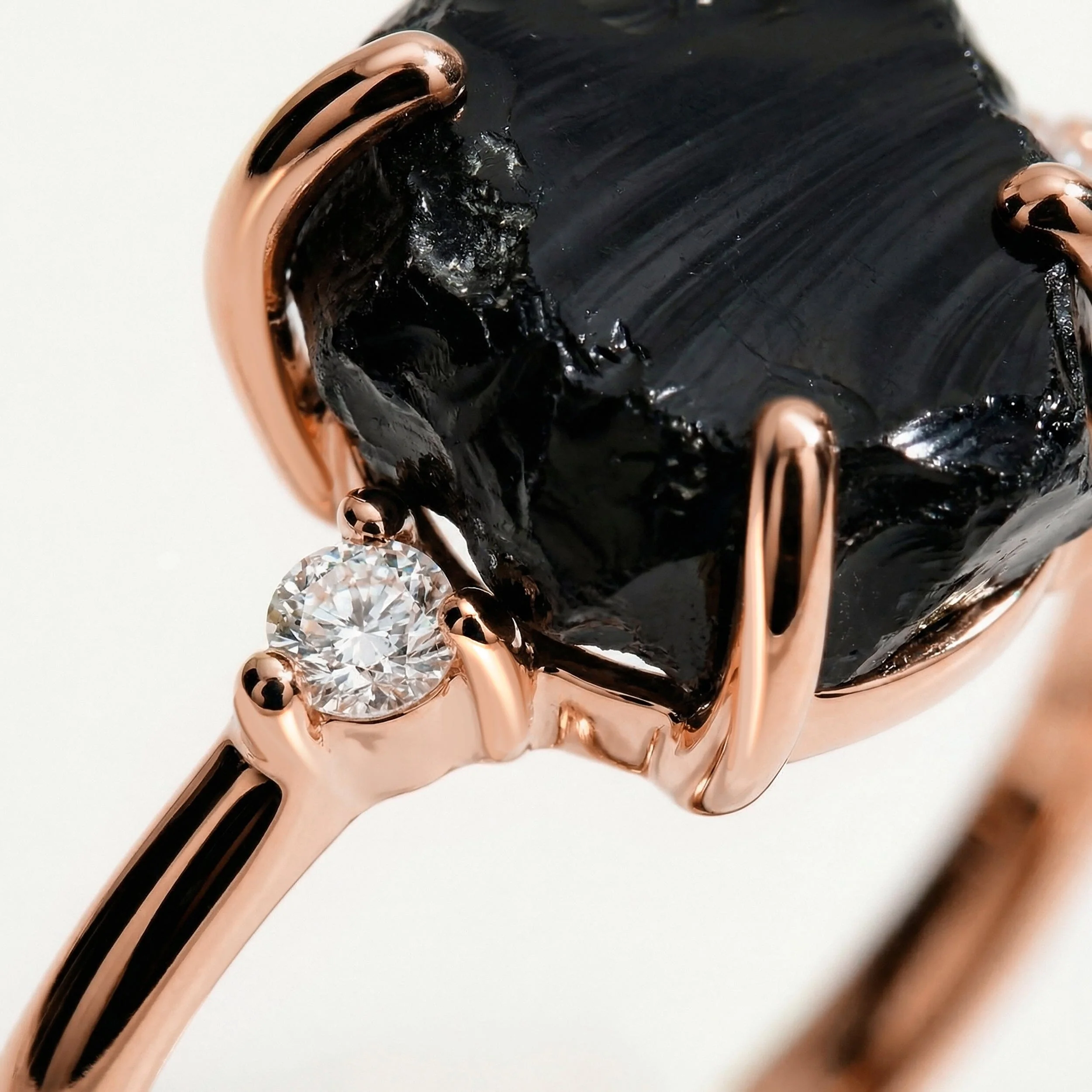 Black Obsidian Diamond Ring - Raw Allure - Image 15
