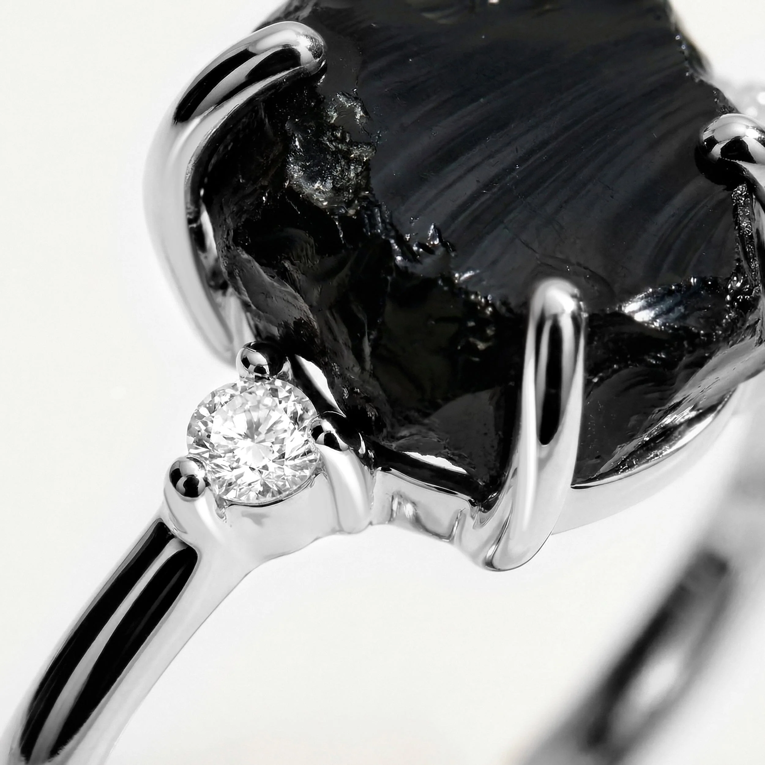 Black Obsidian Diamond Ring - Raw Allure - Image 16
