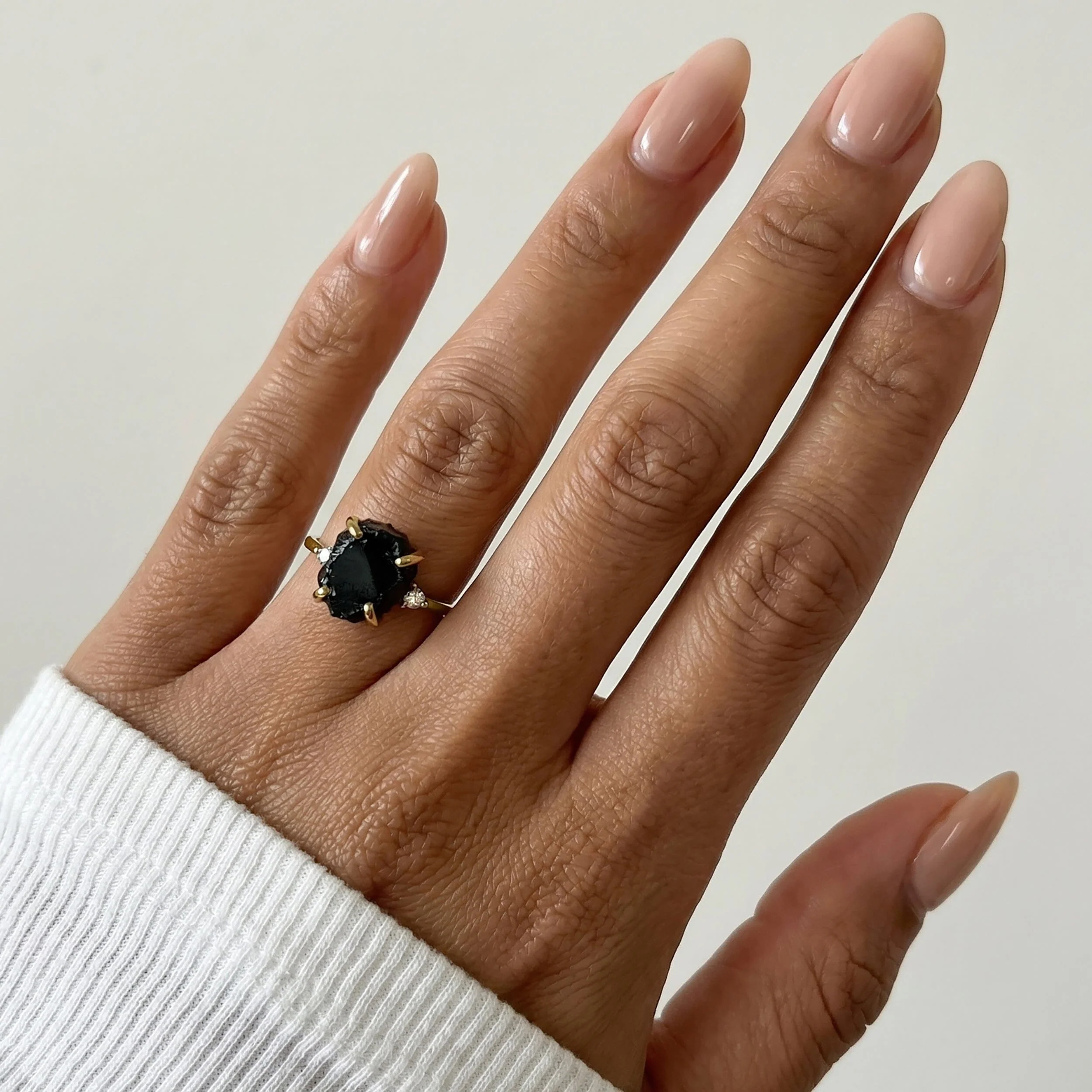 Black Obsidian Diamond Ring - Raw Allure - Image 9