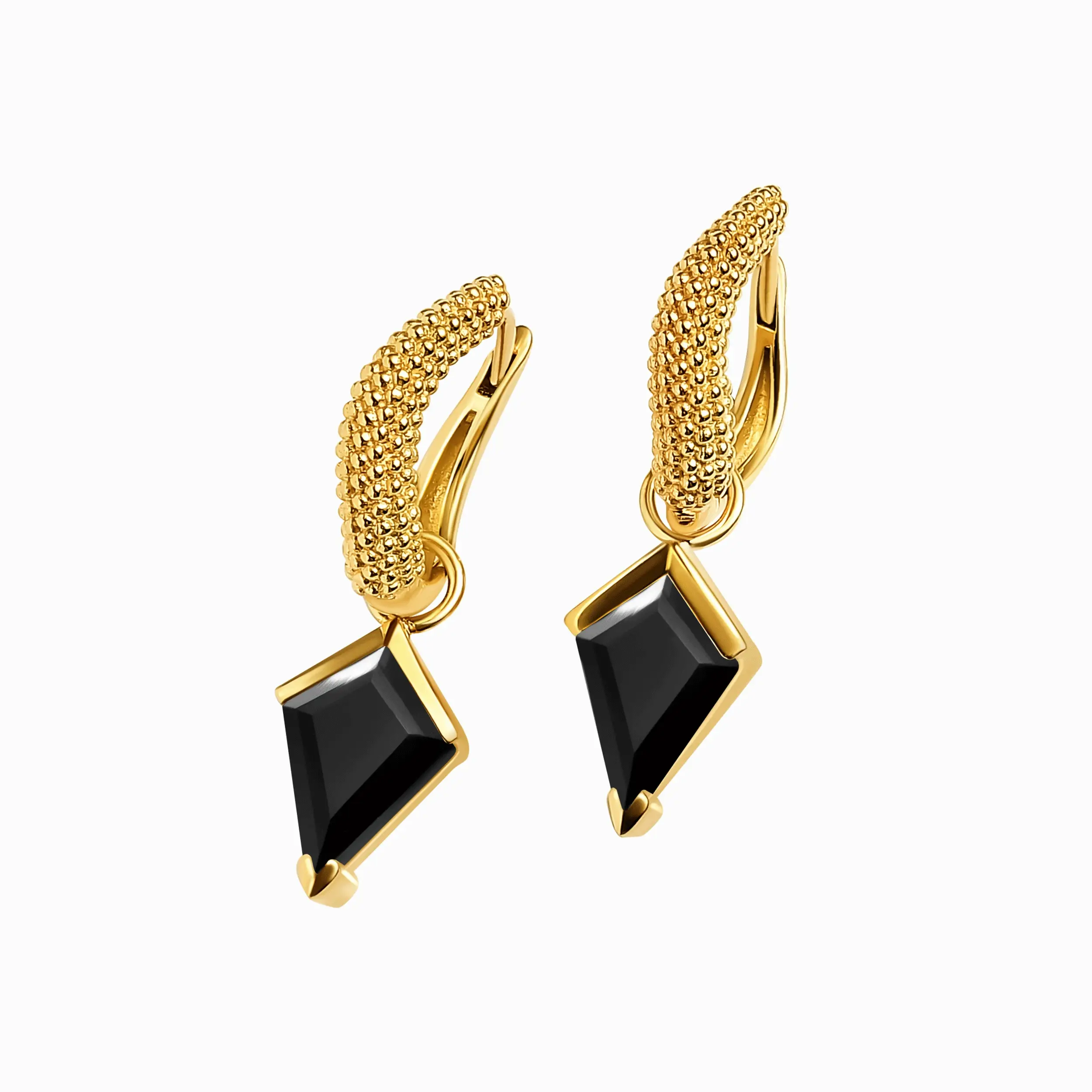 Black Obsidian Earrings - Heroine Hoops - Image 5