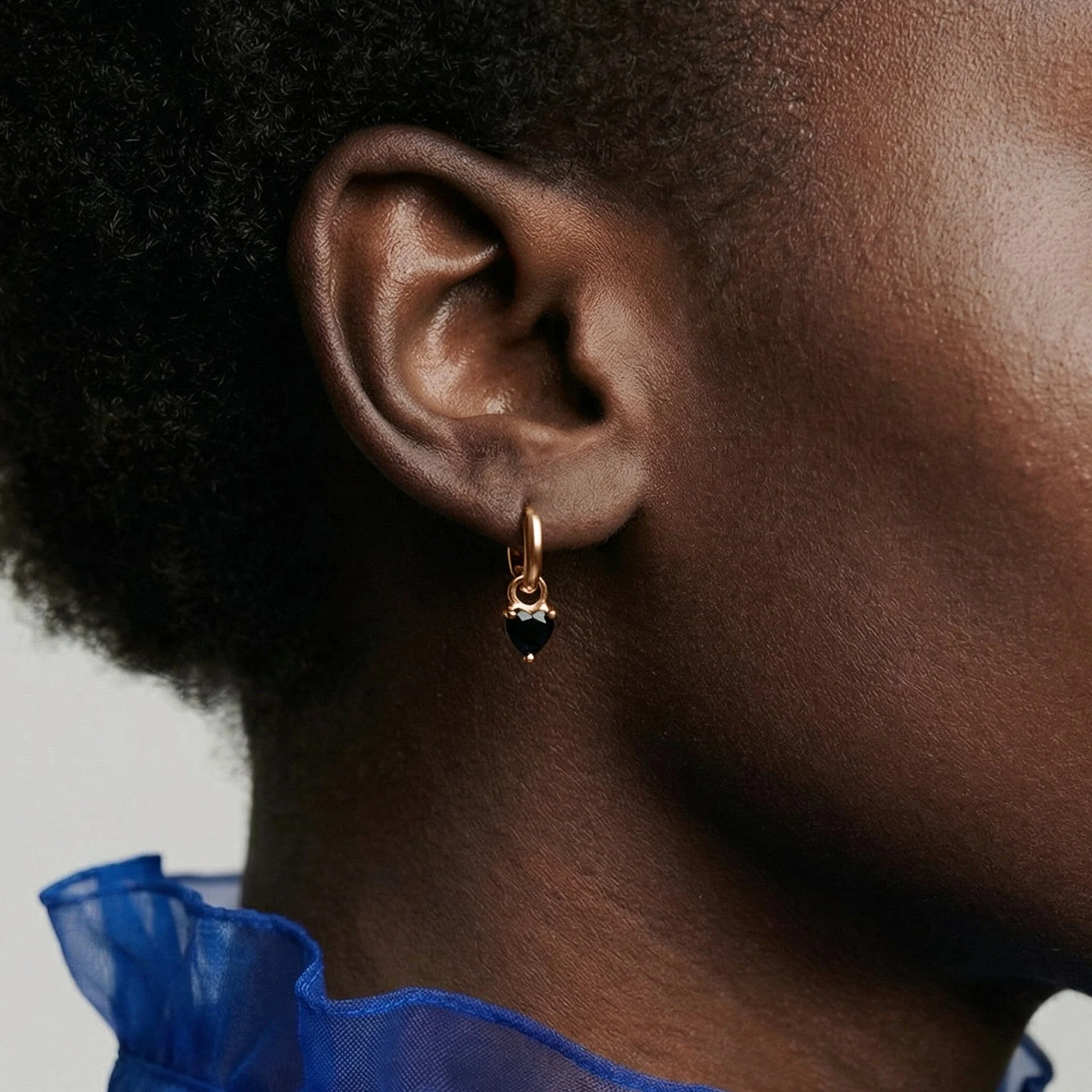 Black Obsidian Earrings - Love Hoops - Image 4