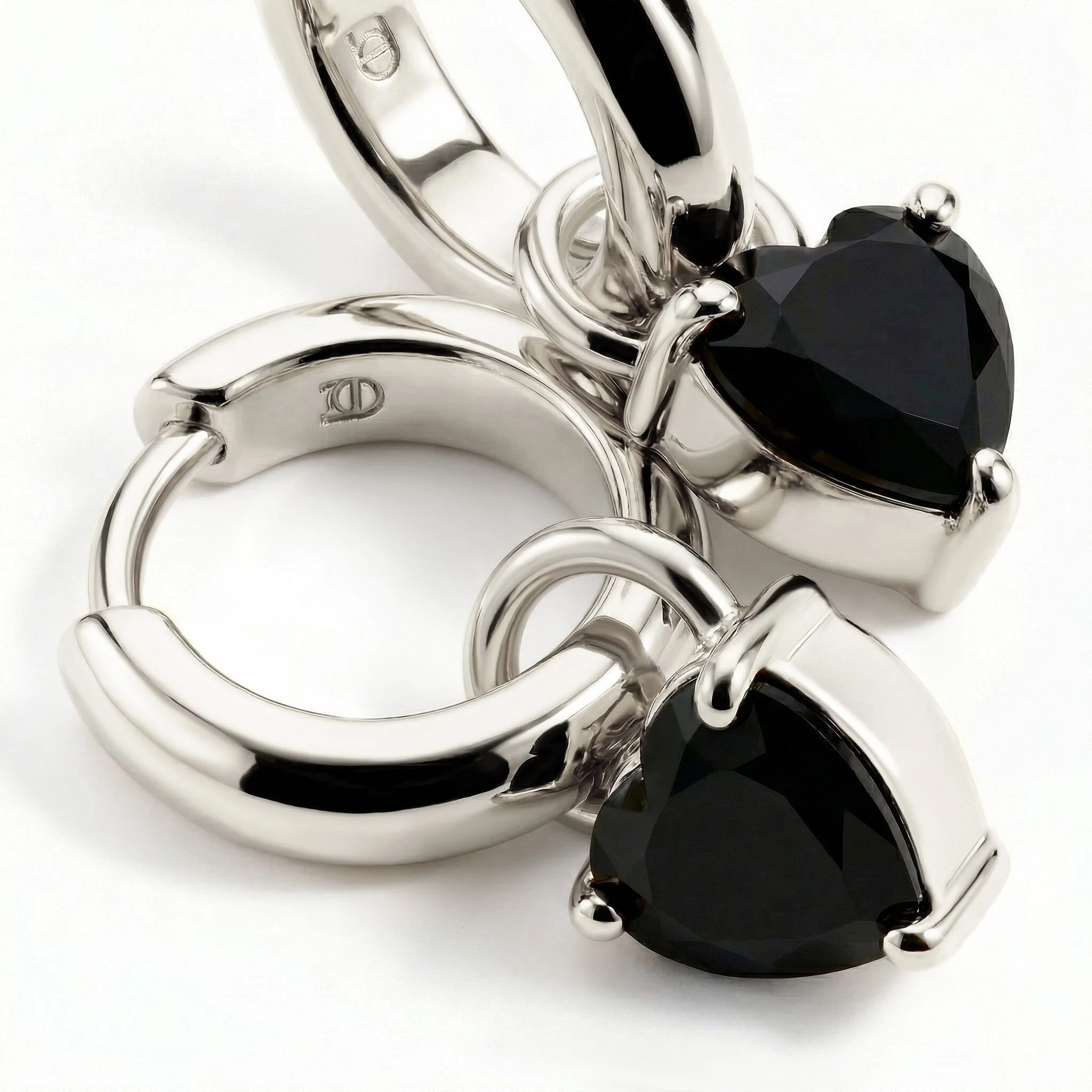 Black Obsidian Earrings - Love Hoops - Image 9