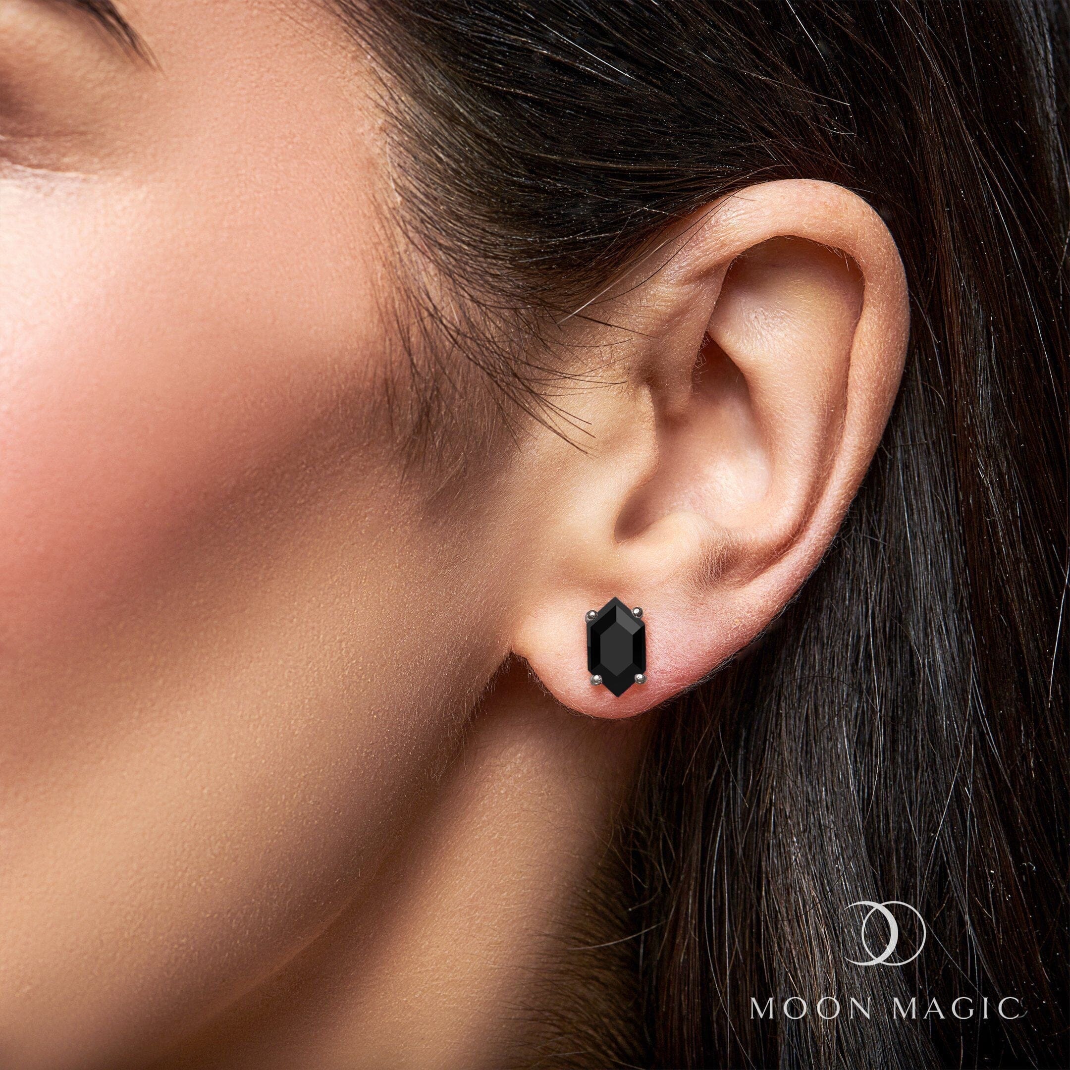 Black Obsidian Earrings - Serenity Studs - Image 2