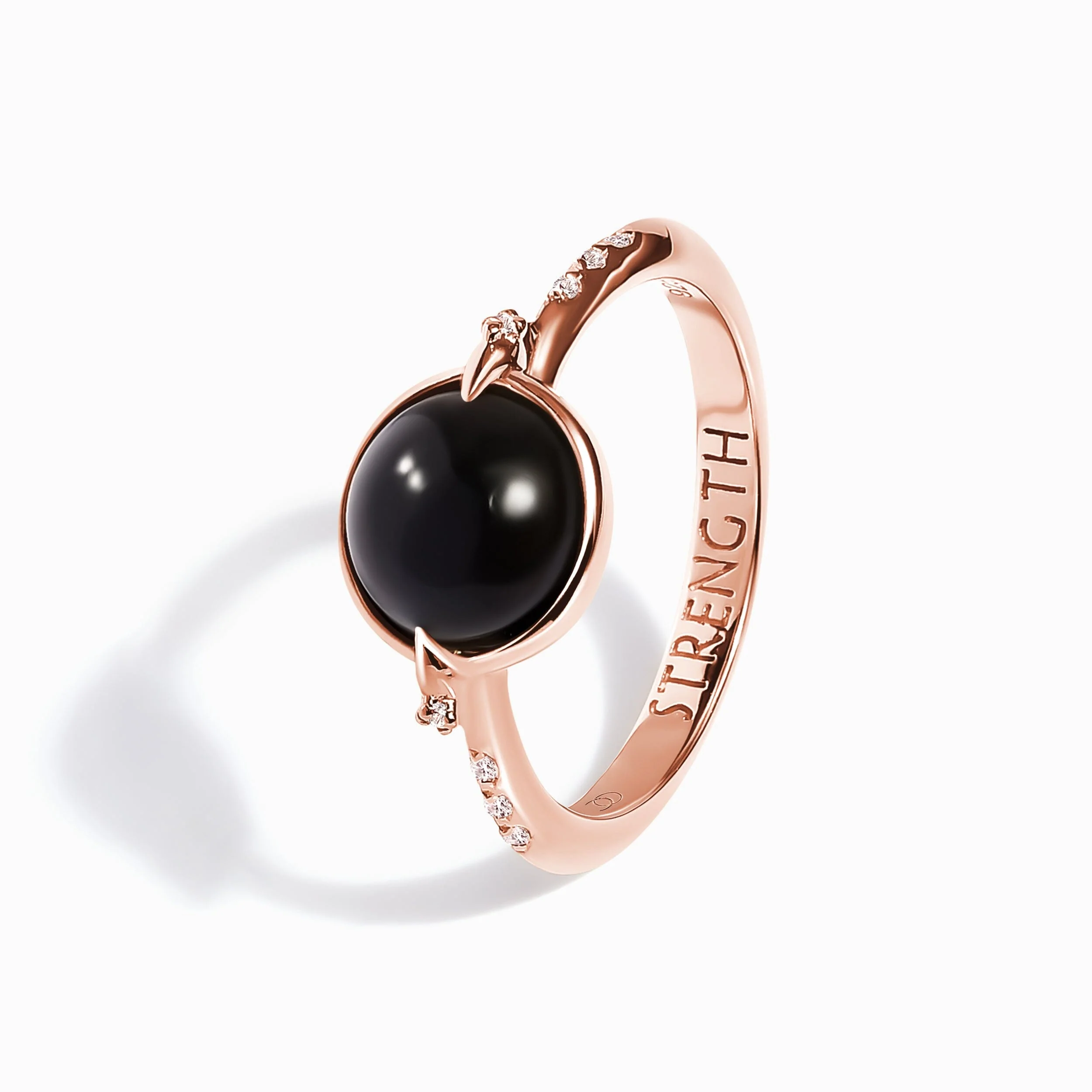 Black Obsidian Energy Ring - Strength Engraved - Image 12