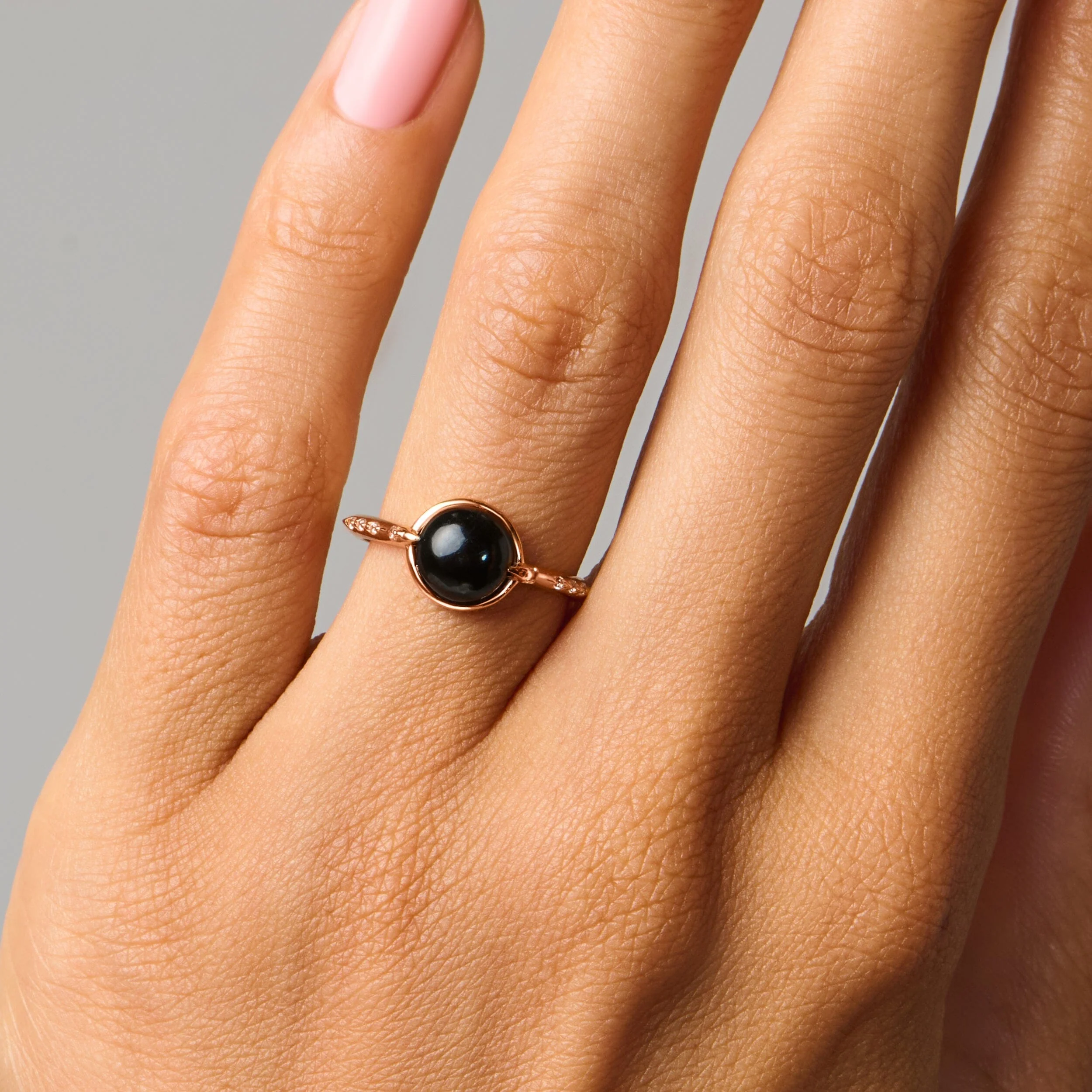 Black Obsidian Energy Ring - Strength Engraved - Image 4