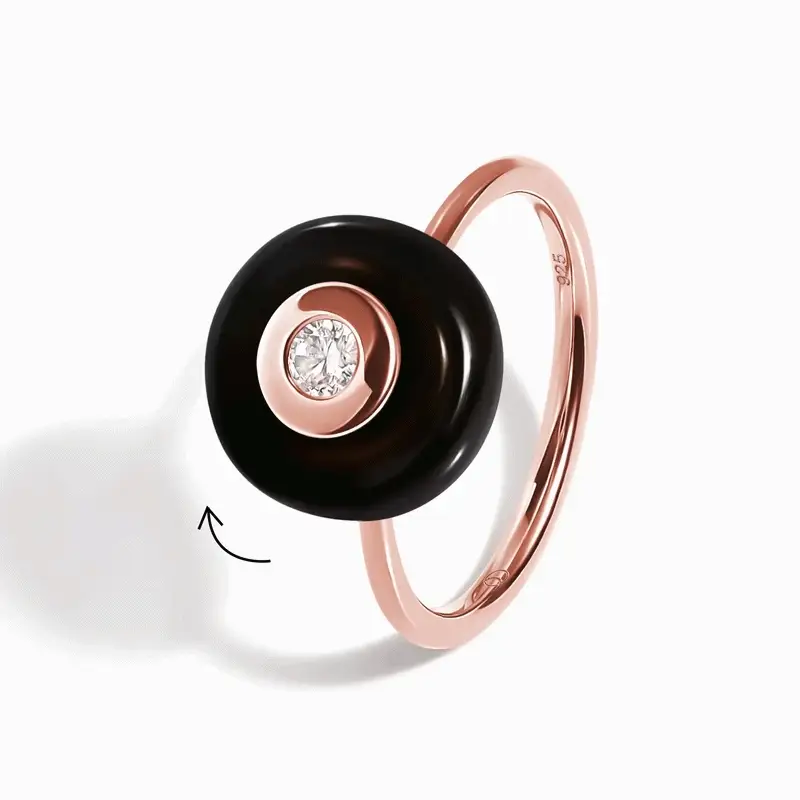 Black Obsidian Fidget Ring - Ora - Image 3