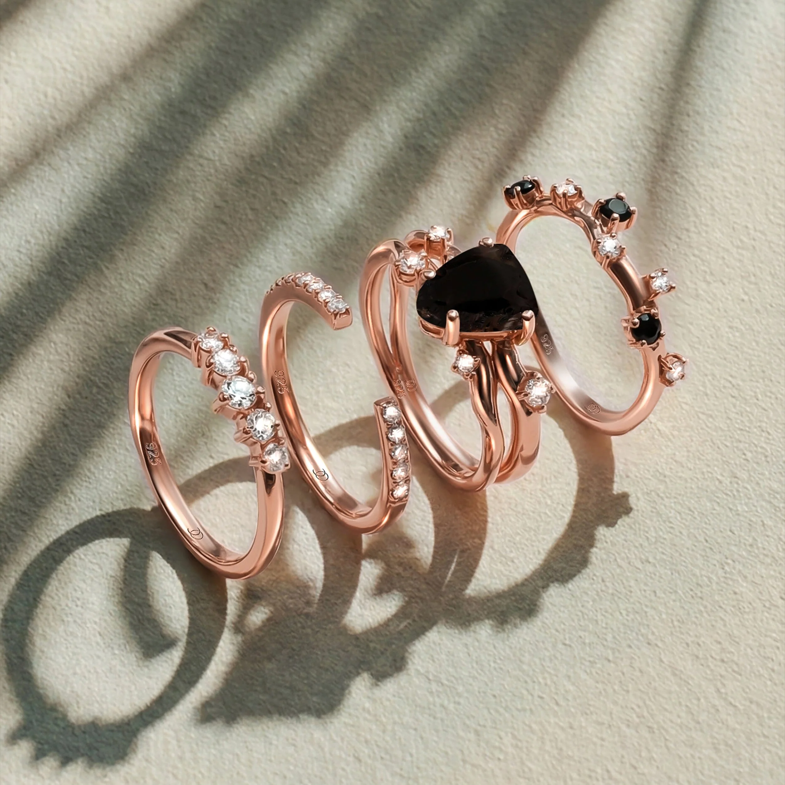 Black Obsidian Flow Ring & Black Onyx Stardust Band - Image 21
