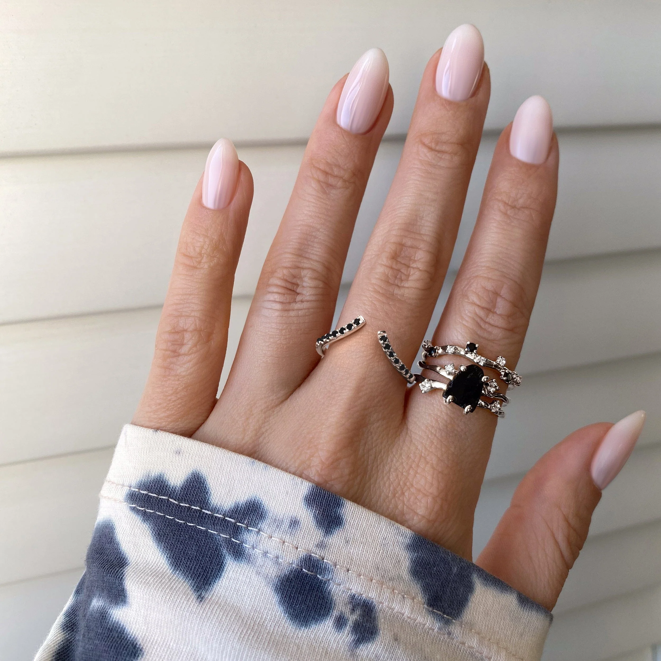 Black Obsidian Flow Ring - Infinite Ring & Stardust Band - Image 2