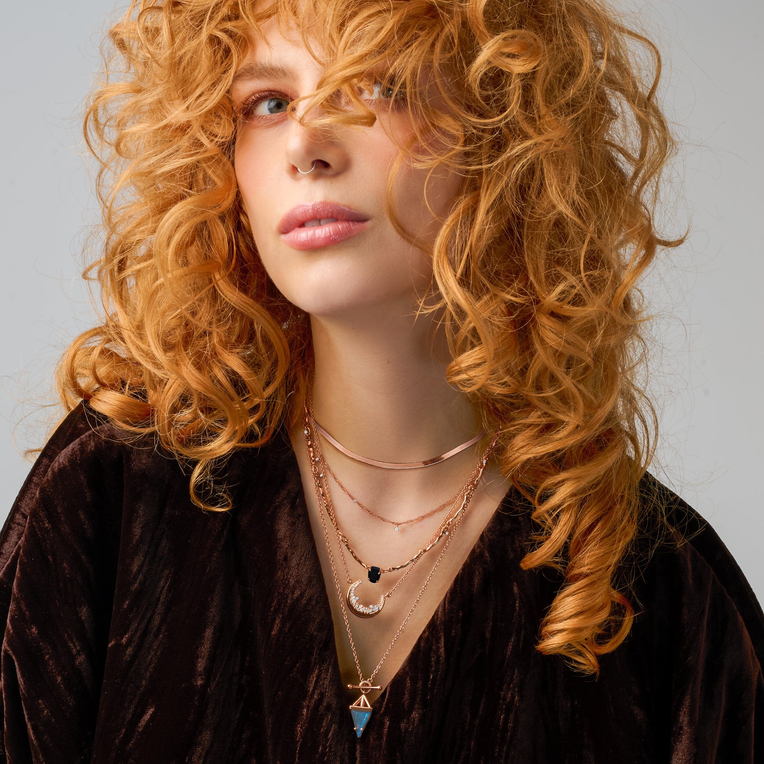 Black Obsidian Flowing Necklace & Herringbone Chain - Image 10