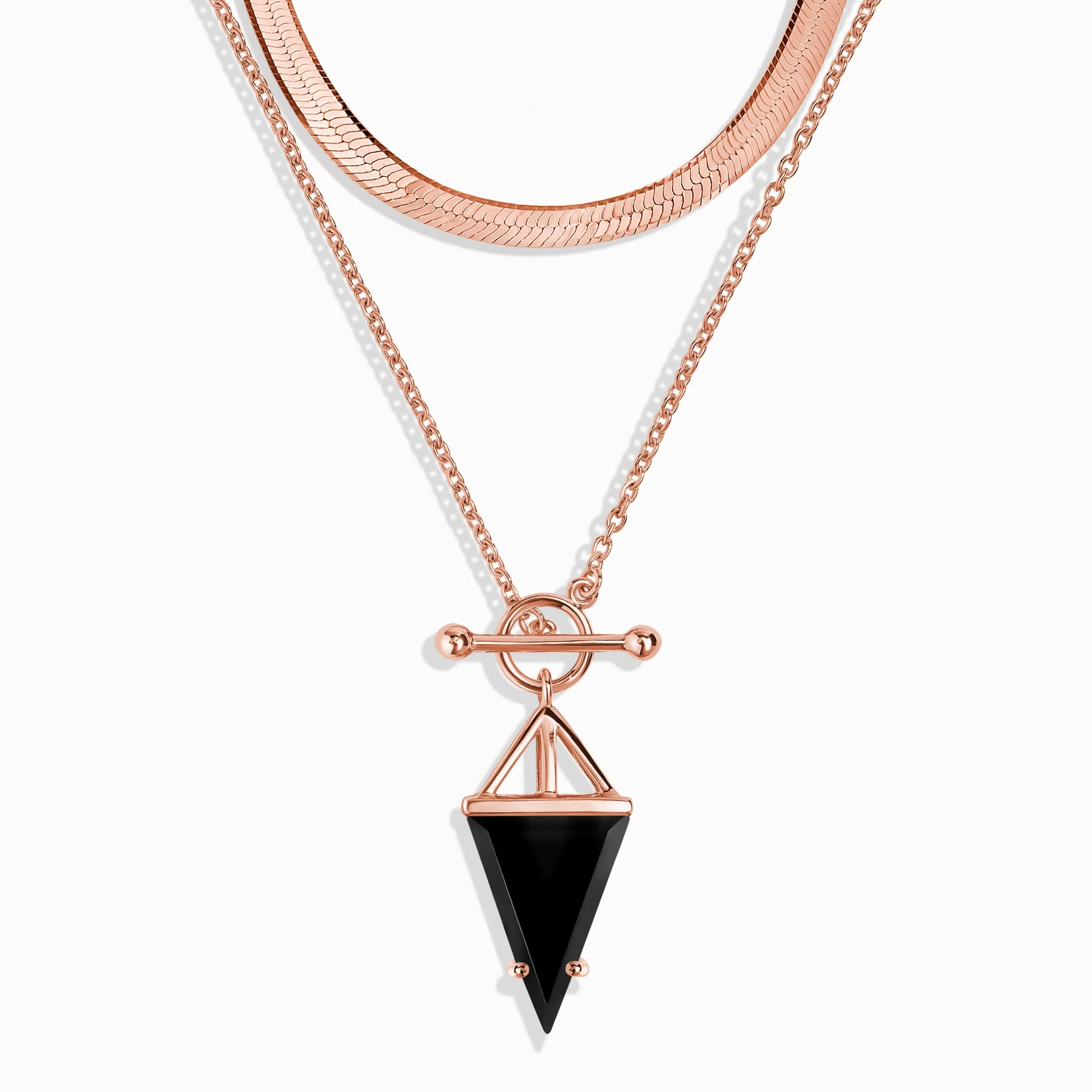 Black Obsidian Heroine T-Lock Necklace & Herringbone Chain - Image 3
