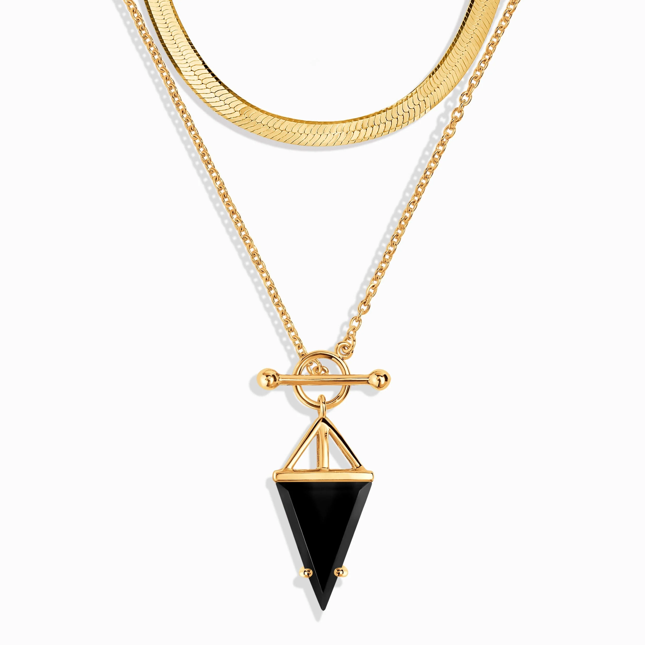 Black Obsidian Heroine T-Lock Necklace & Herringbone Chain - Image 5