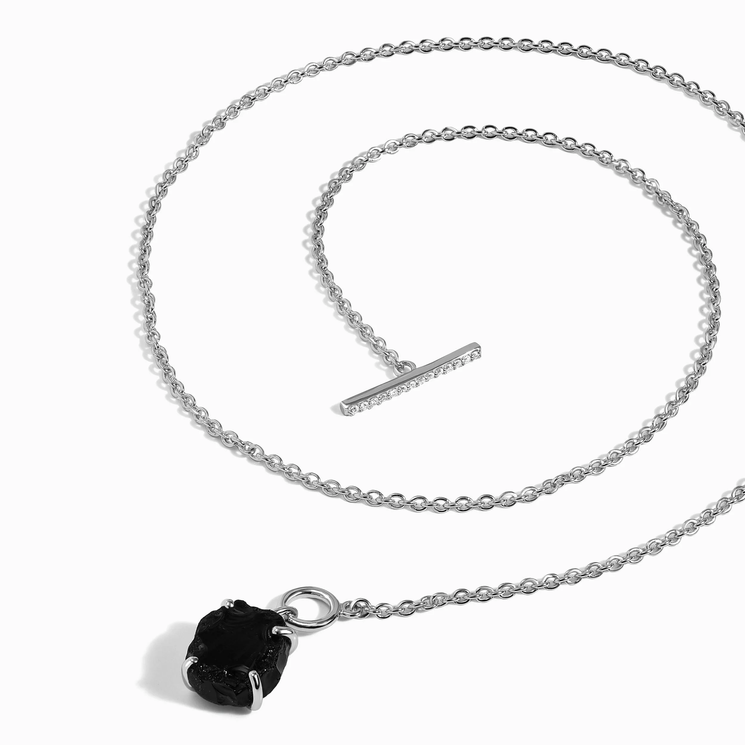 Raw Crystal Necklace - Black Obsidian T-Lock - Image 11