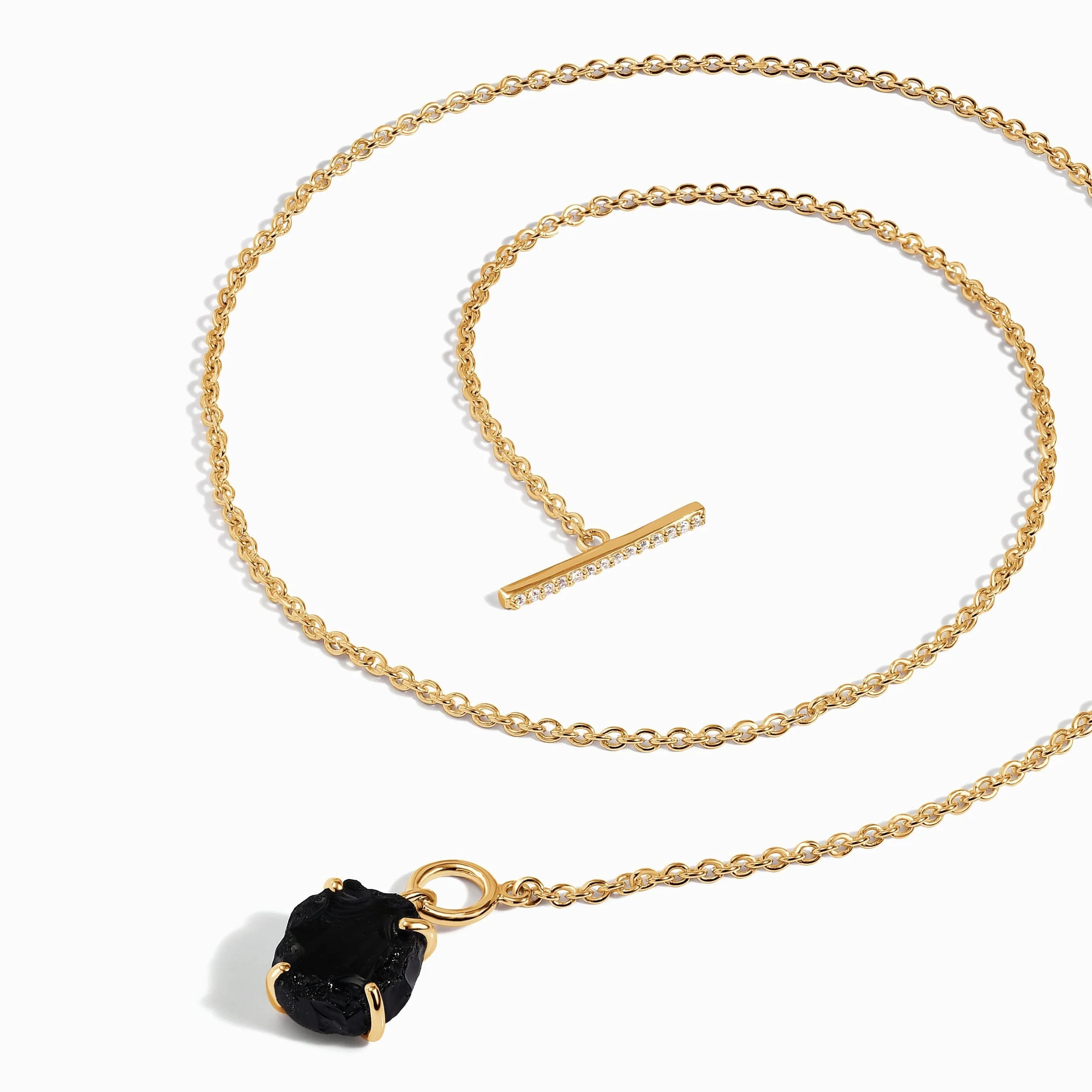 Raw Crystal Necklace - Black Obsidian T-Lock - Image 19