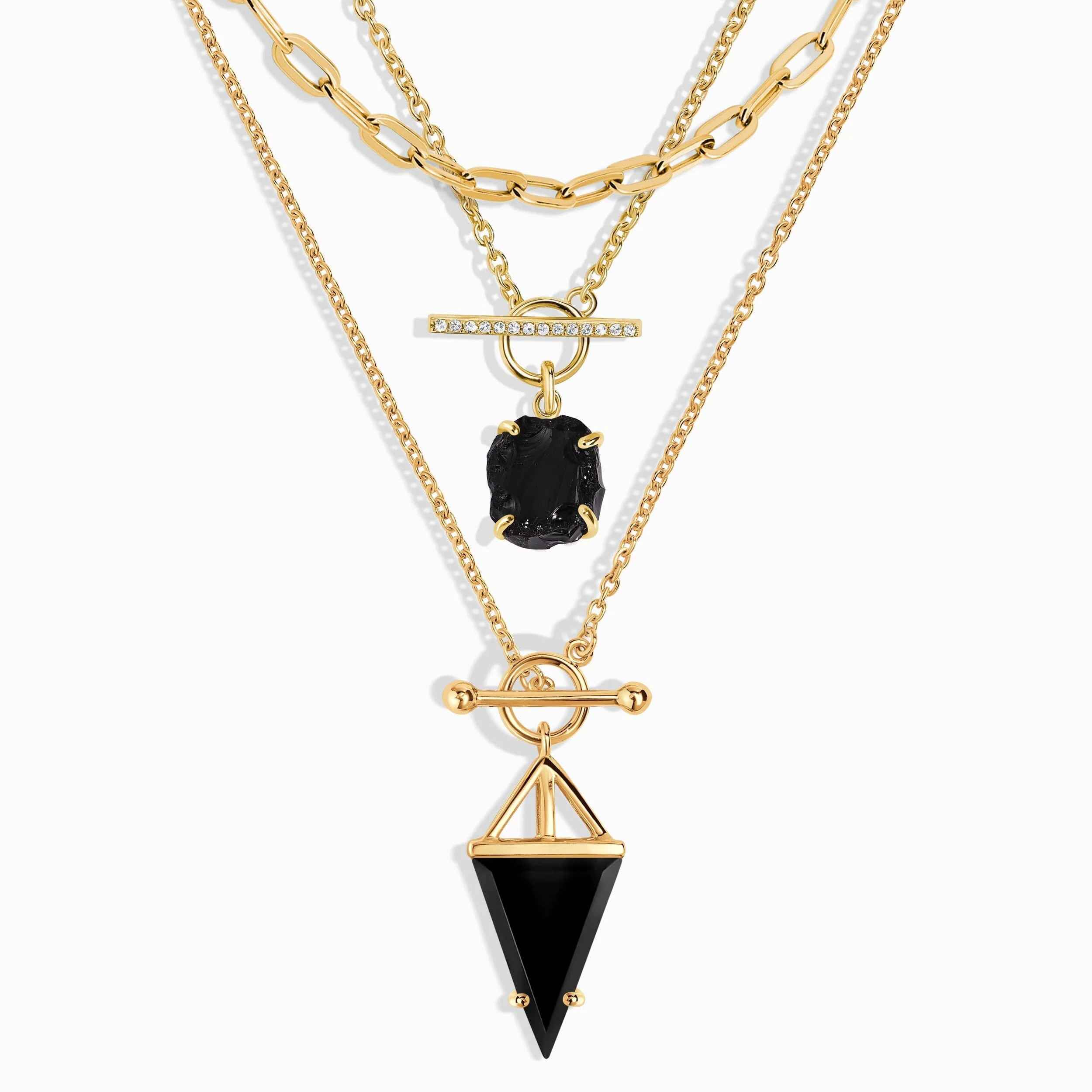 Black Obsidian Heroine T-Lock & Raw Crystal T-Lock Necklaces & Widelink Chain - Image 5