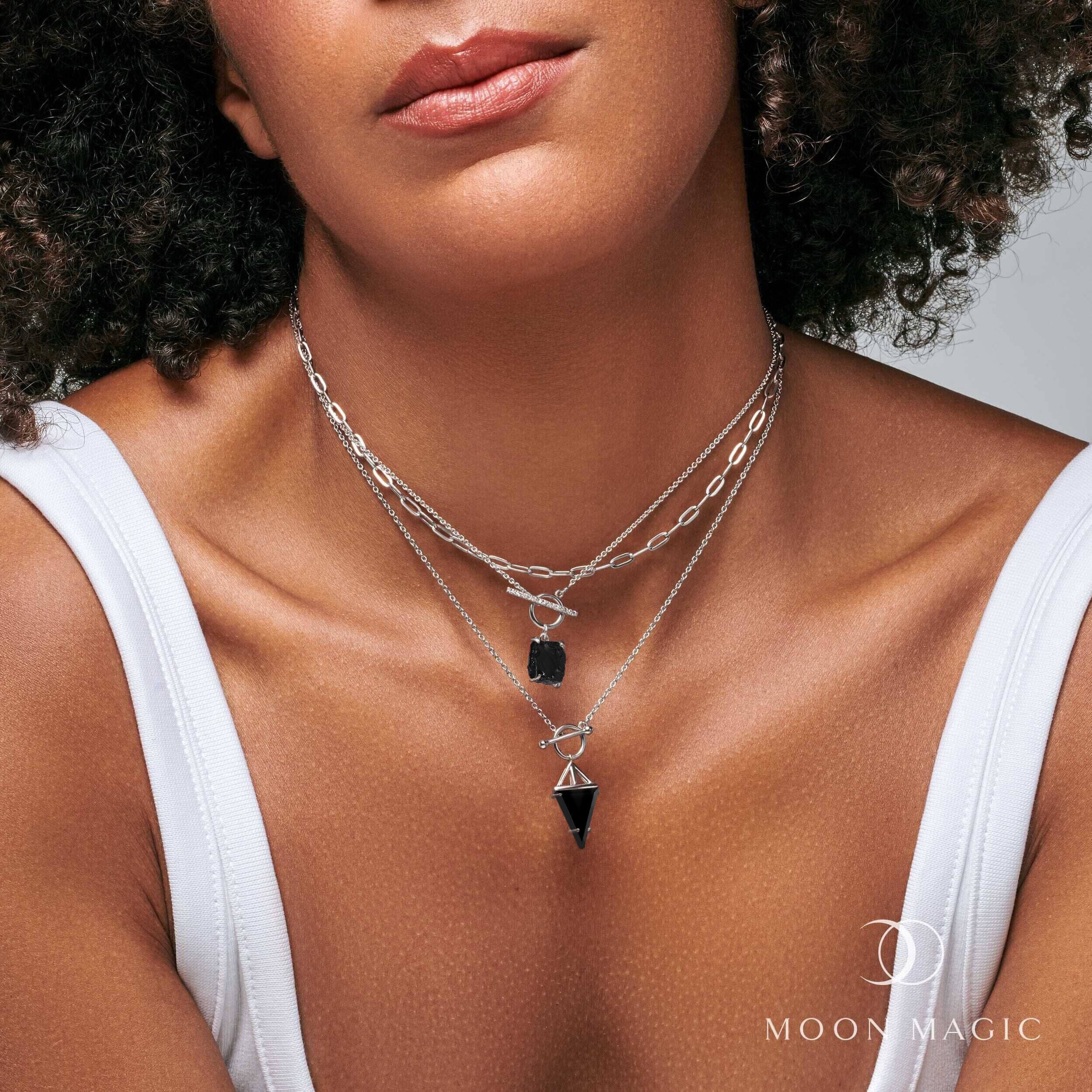 Black Obsidian Heroine T-Lock & Raw Crystal T-Lock Necklaces & Widelink Chain - Image 8